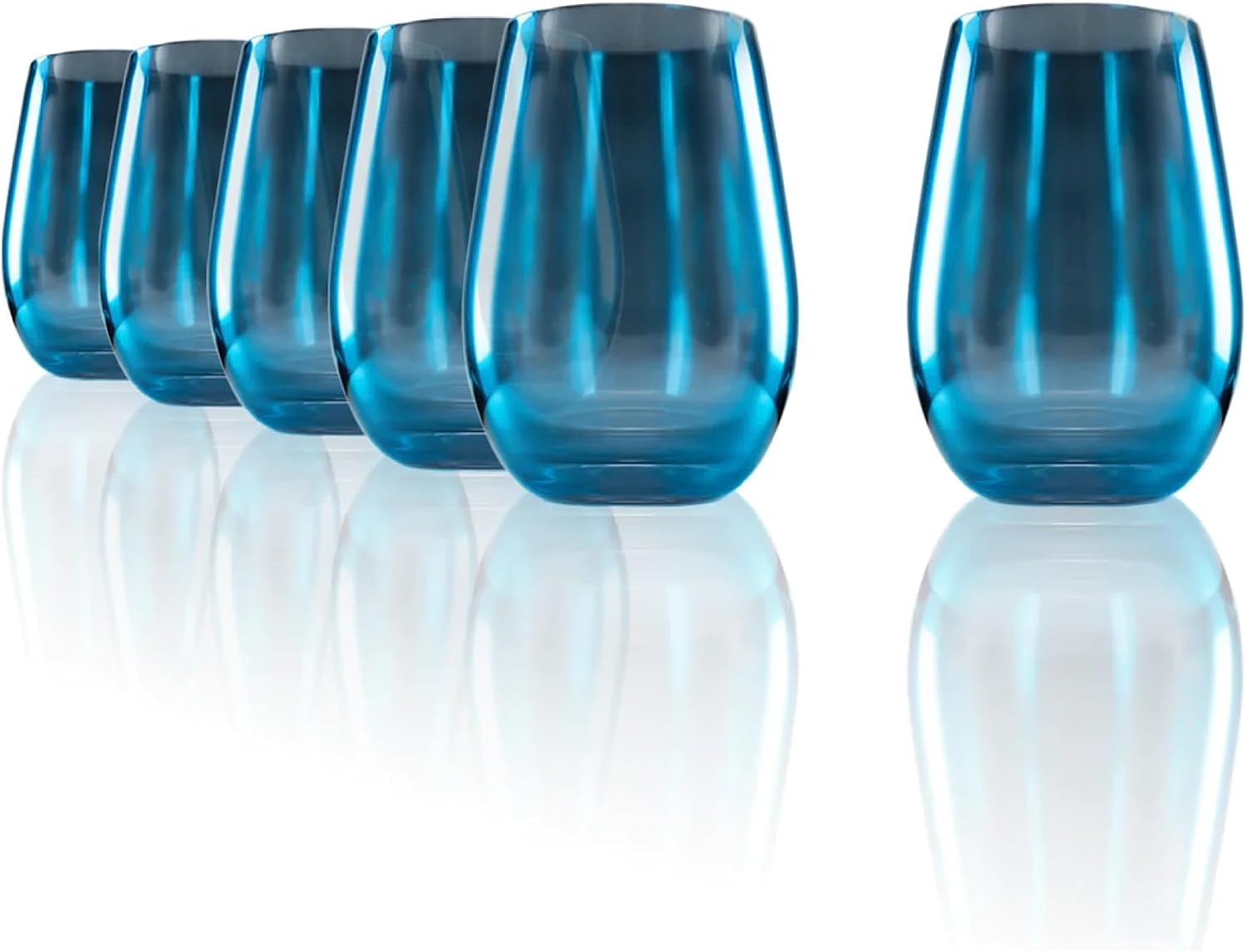 Stölzle Lausitz Long Drink Cups Mirror Blue / Set of 6 Drinking Glasses / Cocktail Glasses / High-Quality Long Drink Glasses Set in Mirrored Look / Gin Glasses / Highball Glasses