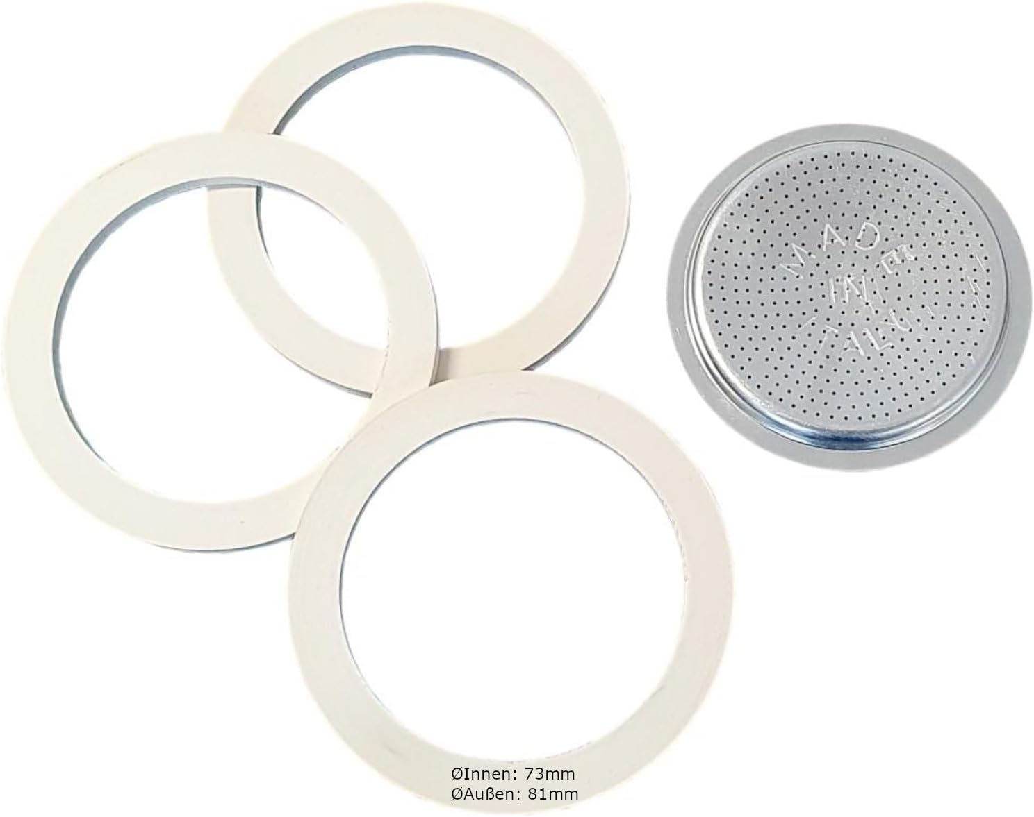 Harren24 3 Sealing Rings + Filter Strainer for Bialetti (Moka Express, 81 mm / 9 Cups)