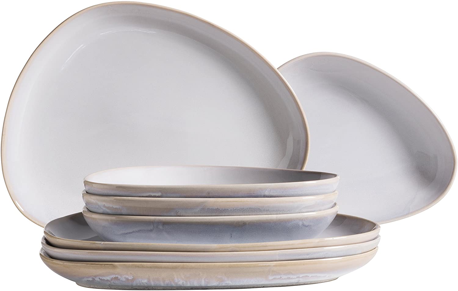 Mäser Il Lago Series 4-Piece Plate Set In Light Blue Ceramic Tableware Serv