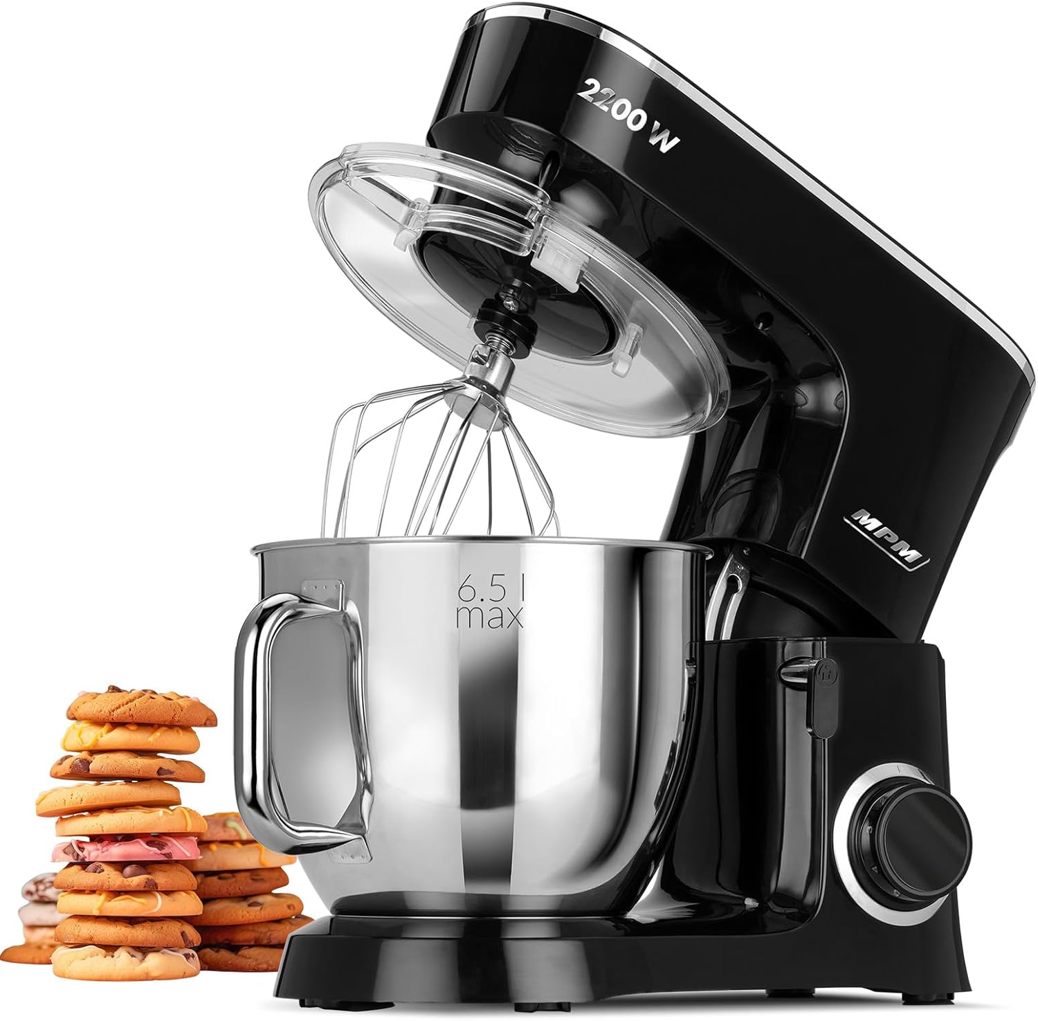 MPM - Planetary Food Processor with 2 Mixing Bowls 4 & 5 Liters - 1600 W Food Processor - Black (MRK-19)