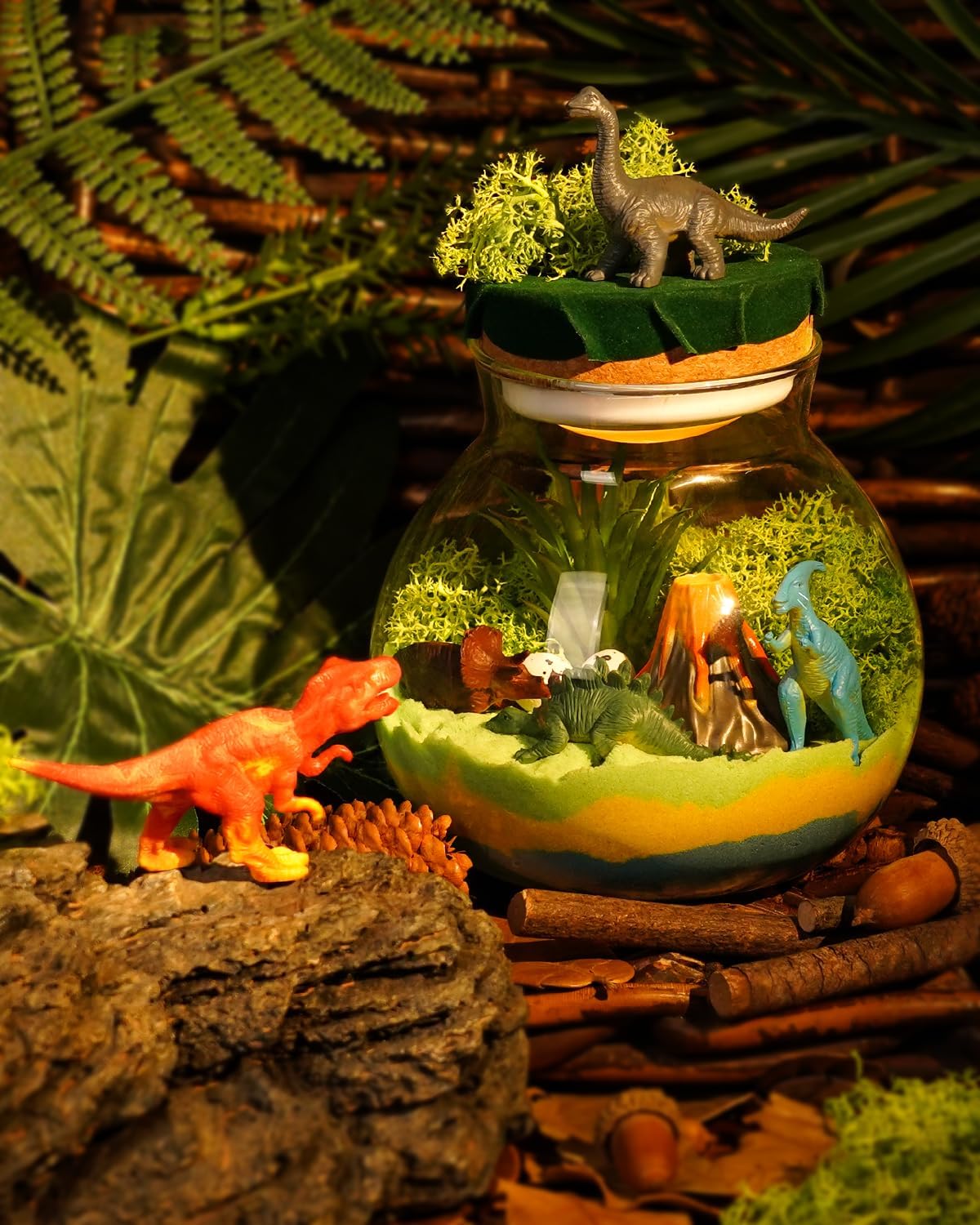 Winnrok Dinosaur Terrarium Set, Dino Craft Set, Night Light, Dinosaur Toy, Easter Gift Boy 8 Years, Birthday Gift for Children Boys from 4 5 6 7 8 9 10 11 12