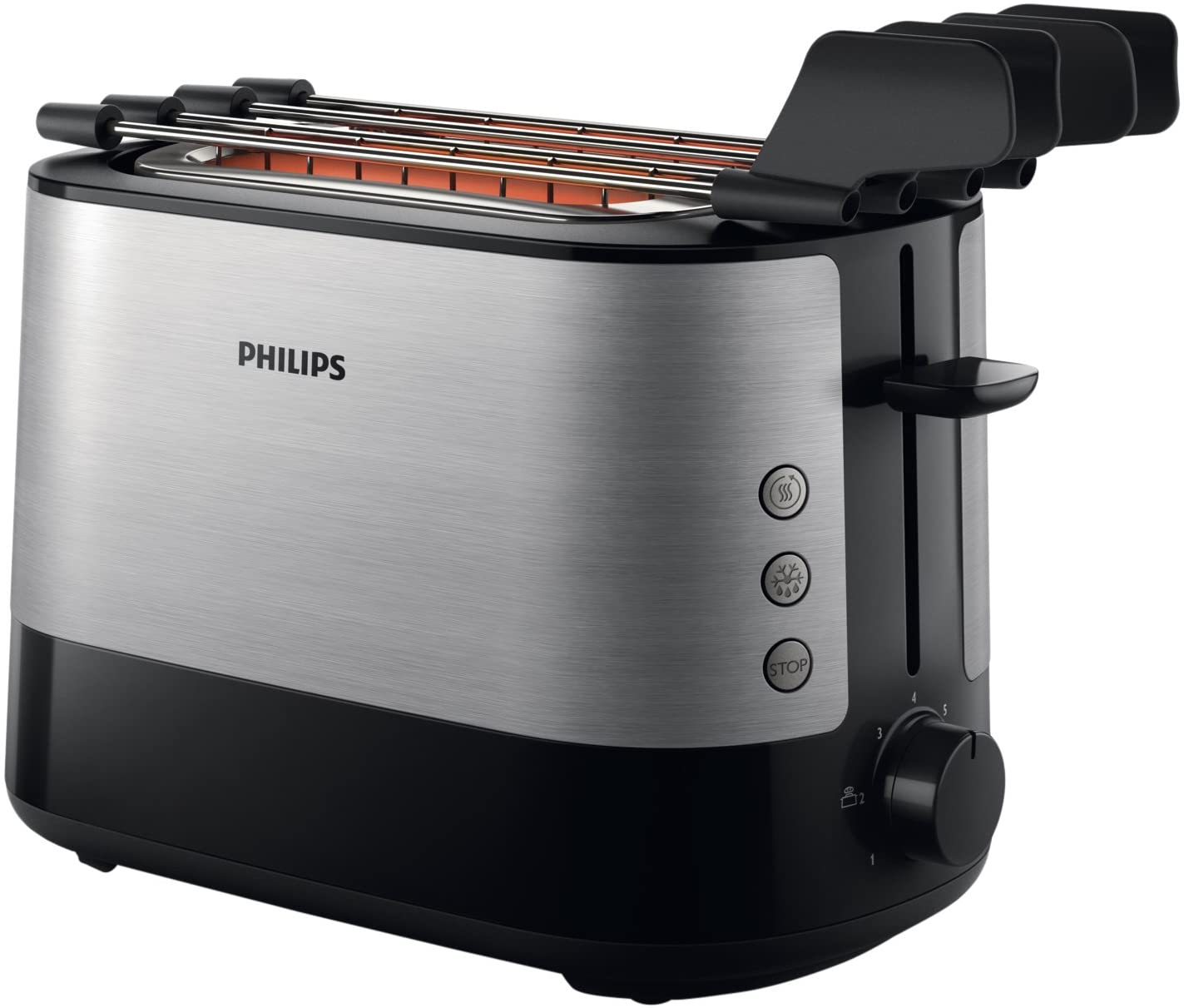 Philips HD2639/90 – Toaster (730 W, Extra Large Slot, Sandwich Accessories), Black and Silver