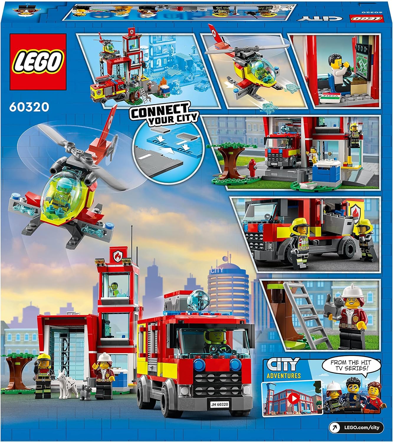 LEGO 60320 City Feuerwache, Feuerwehr-Spielzeug für Kinder ab 6 Jahren mit Garage, Feuerwehrauto und Hubschrauber, Feuerwehrstation Spielzeug für Jungen und Mädchen