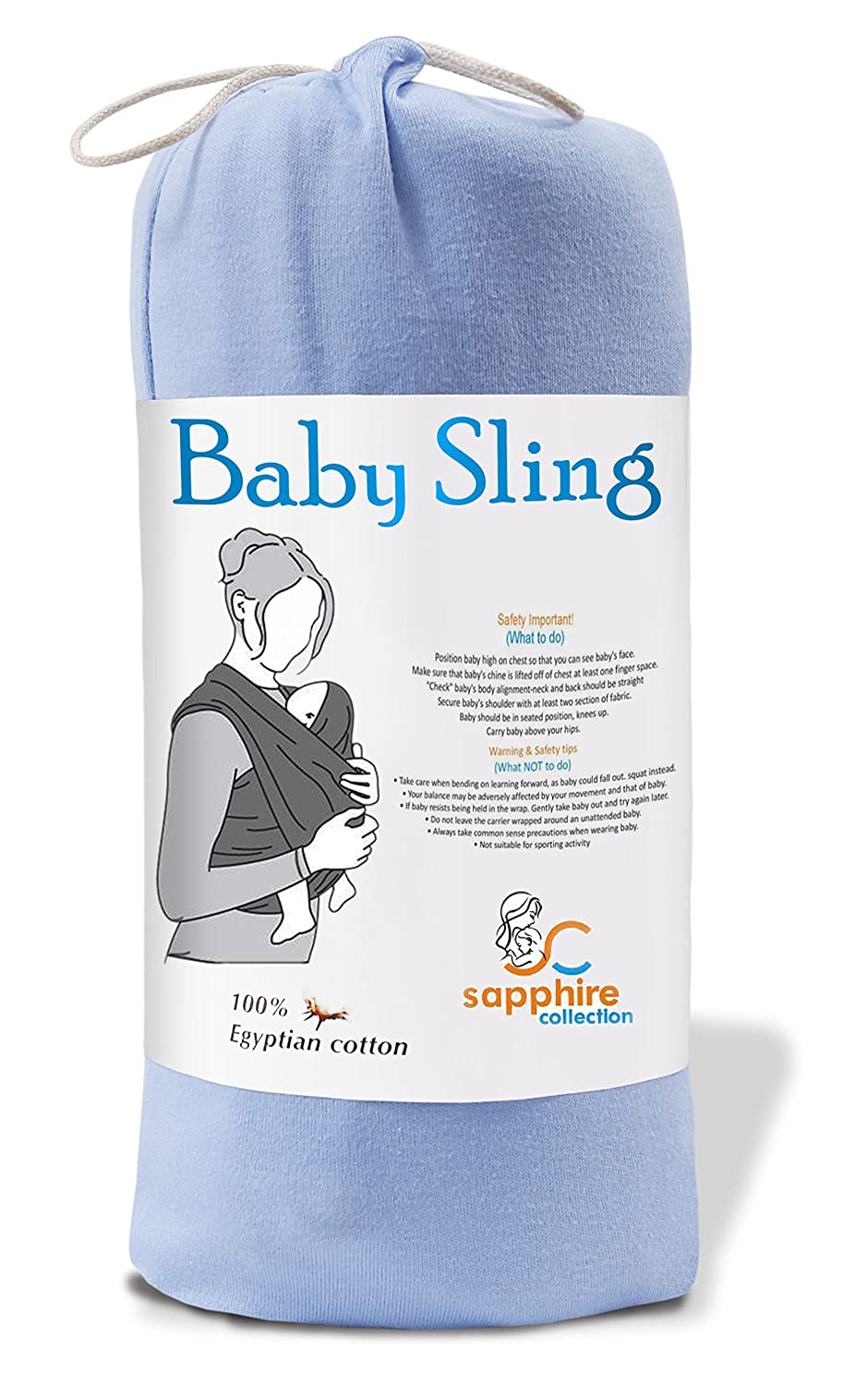 Sapphire Collection Baby Carrier Sling Stretchy Maternity Rage Cloth – Extra Soft and Light Weight, Quiet – Birth to 3 yrs sky blue