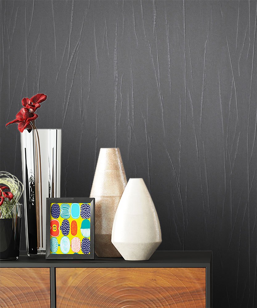Newroom Wood Black Non-Woven Wallpaper Modern Fun Modern Elegant 3D Look Wi