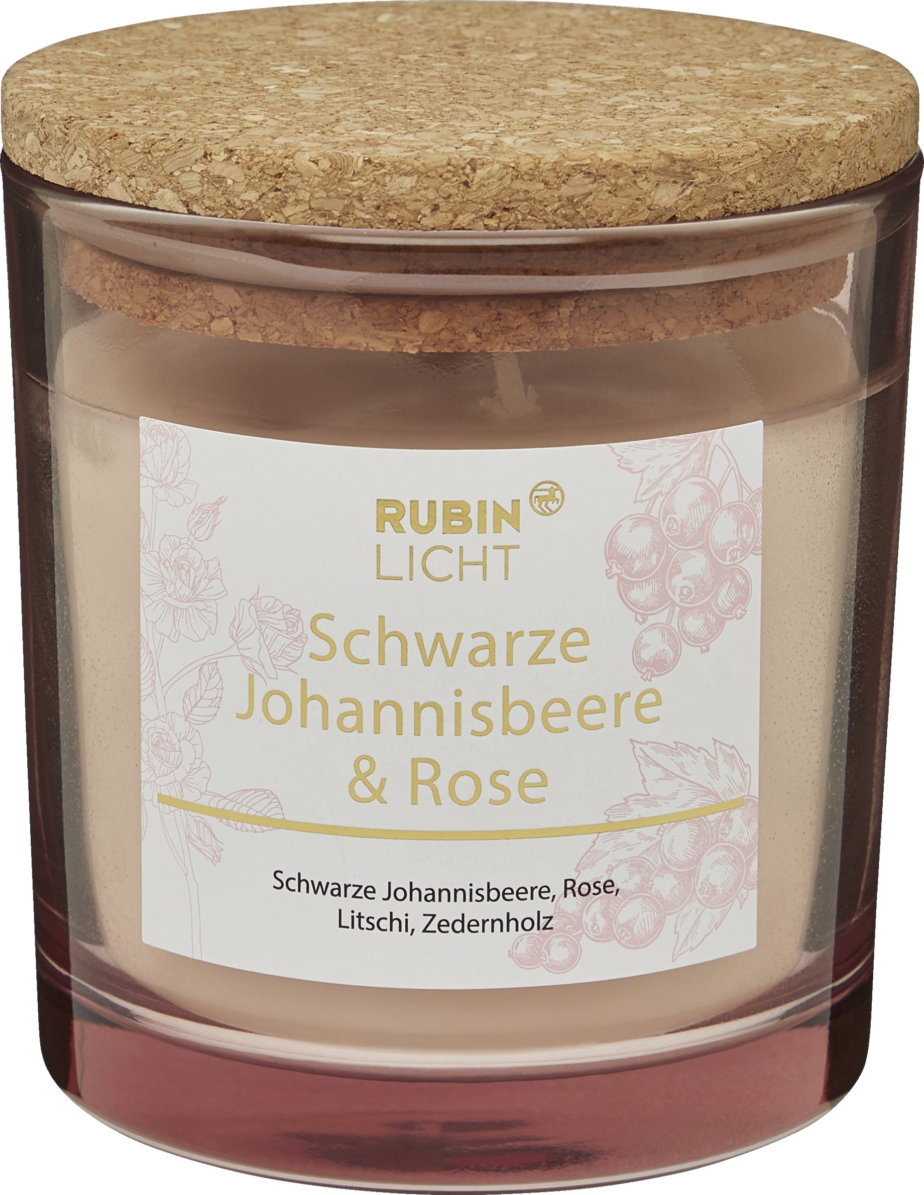 RUBIN LICHT 2-wick scented jar with pink cork lid