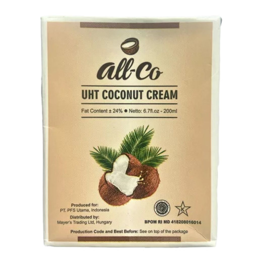 200 ml All-Co Kokoscreme Sahne Ersatz Kokosnuss Coconut Cream 24% Fett