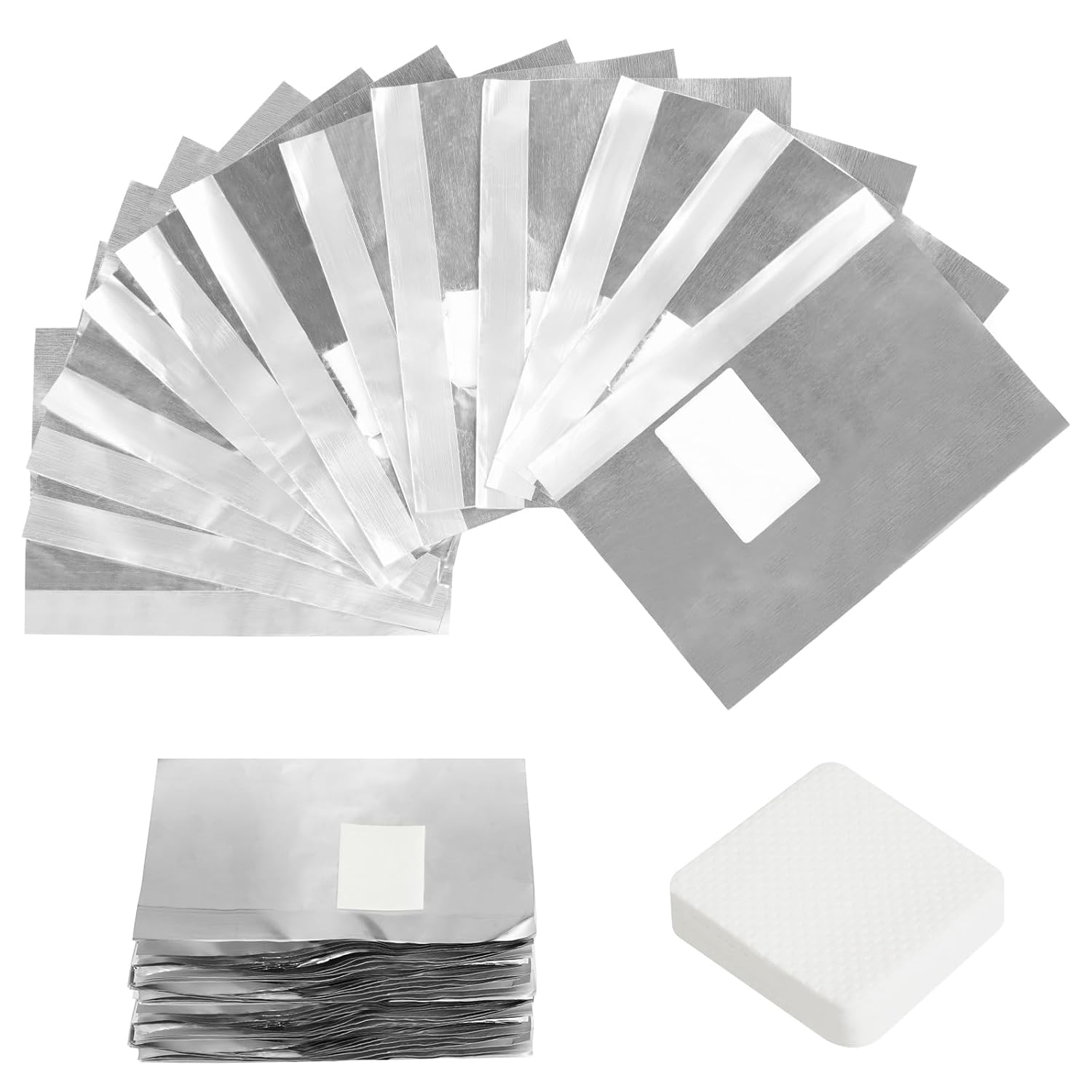 LOPHE Nail Polish Remover Wraps Pads, 200 pieces aluminum foil nail polish remover pads with 100 pieces nail wipes pads, nail polish remover wraps for UV varnish or nail polish