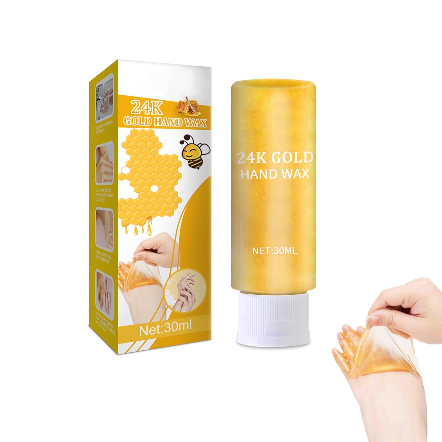 Honey Peel-Off Hand Mask, Moisturizing Repair Hand Mask, Natural Honey Milk Hand Wax, 24K Gold Hand Mask, Repair Rough Skin, Exfoliating (1 Piece)