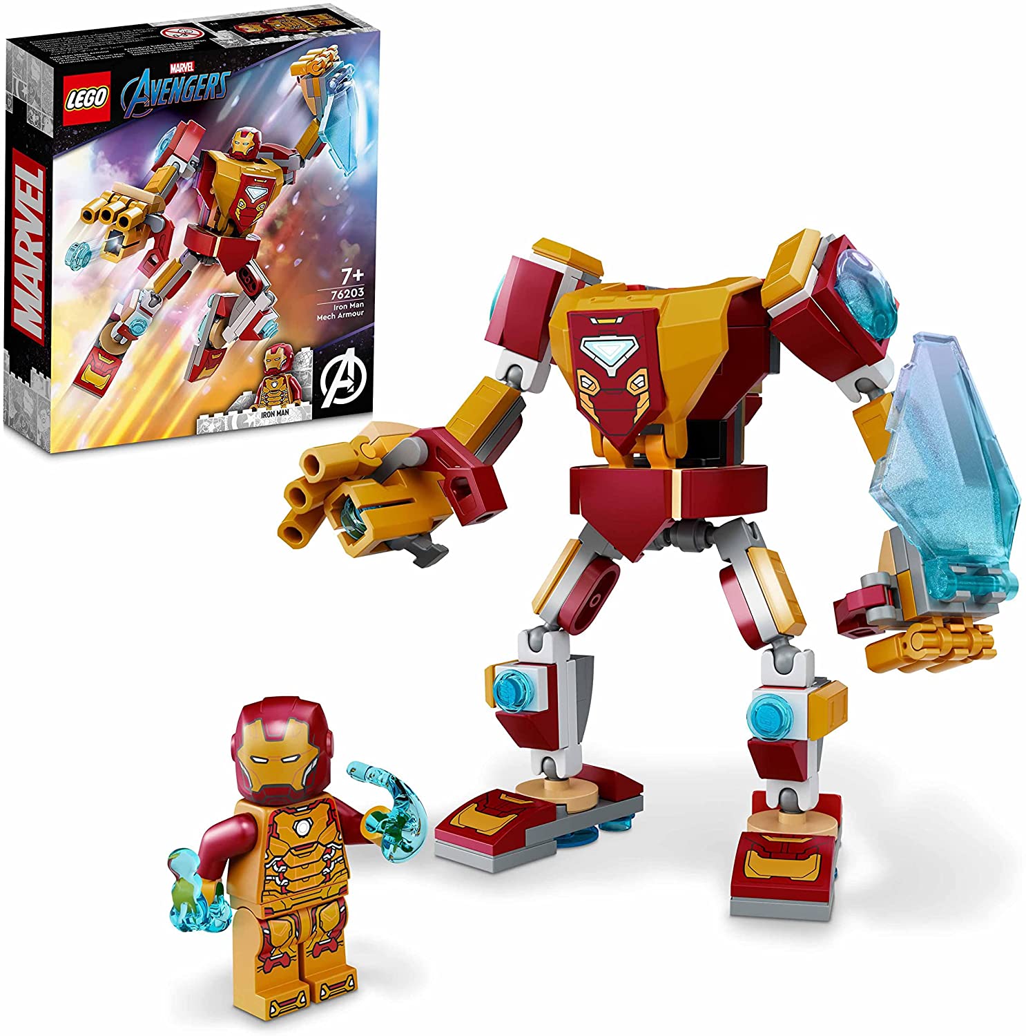 LEGO 76203 Marvel Iron Man Mech Collectable Figure, Superhero Toy for Children from 7 Years, Avengers Action Figure