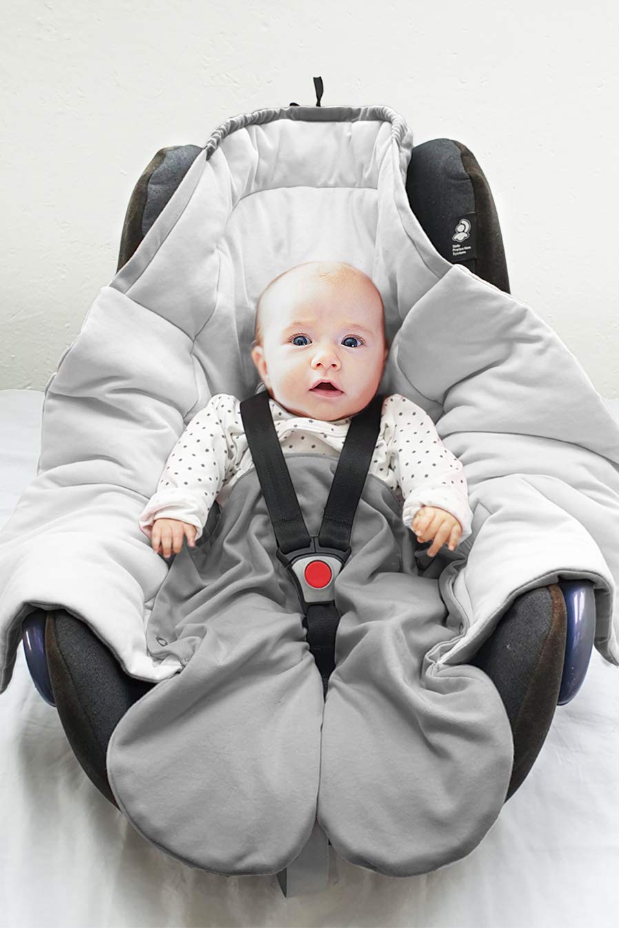 Wallaboo Universal Swaddling Blanket for Baby Seat, Car Seat, e.g. for Maxi-Cosi, Römer, for Pram, Buggy or Cots, Cotton, 96 x 90 cm, 0-10 Months, Colour: Grey/Silver