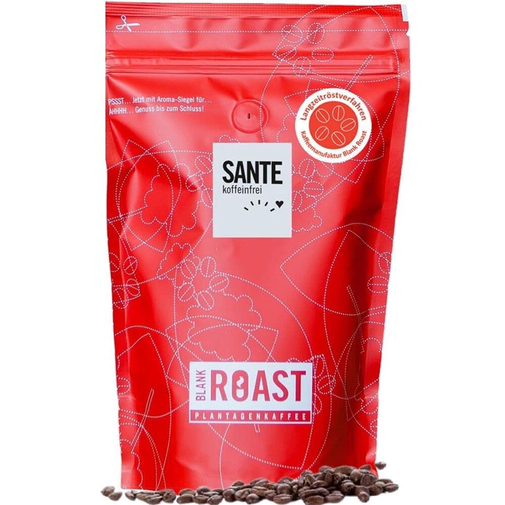 Blank Roast Sante Organic Coffee Beans Decaffeinated - Organic - Ground or as Whole Bean - 100% Arabica - Particularly Low Acid (10 x 1000 g, Whole Bean)