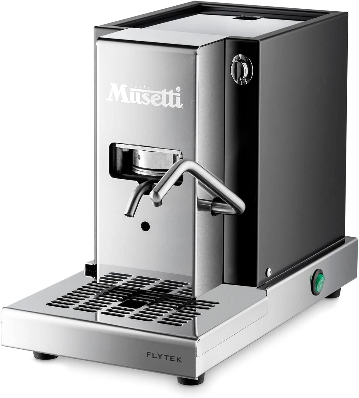 Caffè Musetti, Espresso Maker Compatible with Waffles 44 mm Handmade from High Quality Stainless Steel Simple and Compact 100% Made in Italy Capacity 1 Litre 500 W