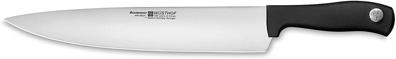 Wusthof WÜSTHOF Chef\'s Knife, Silverpoint (4561-7/26), Wide Super Sharp Blade 26 cm, Stainless Steel, Dishwasher Safe, Very Large Kitchen Knife
