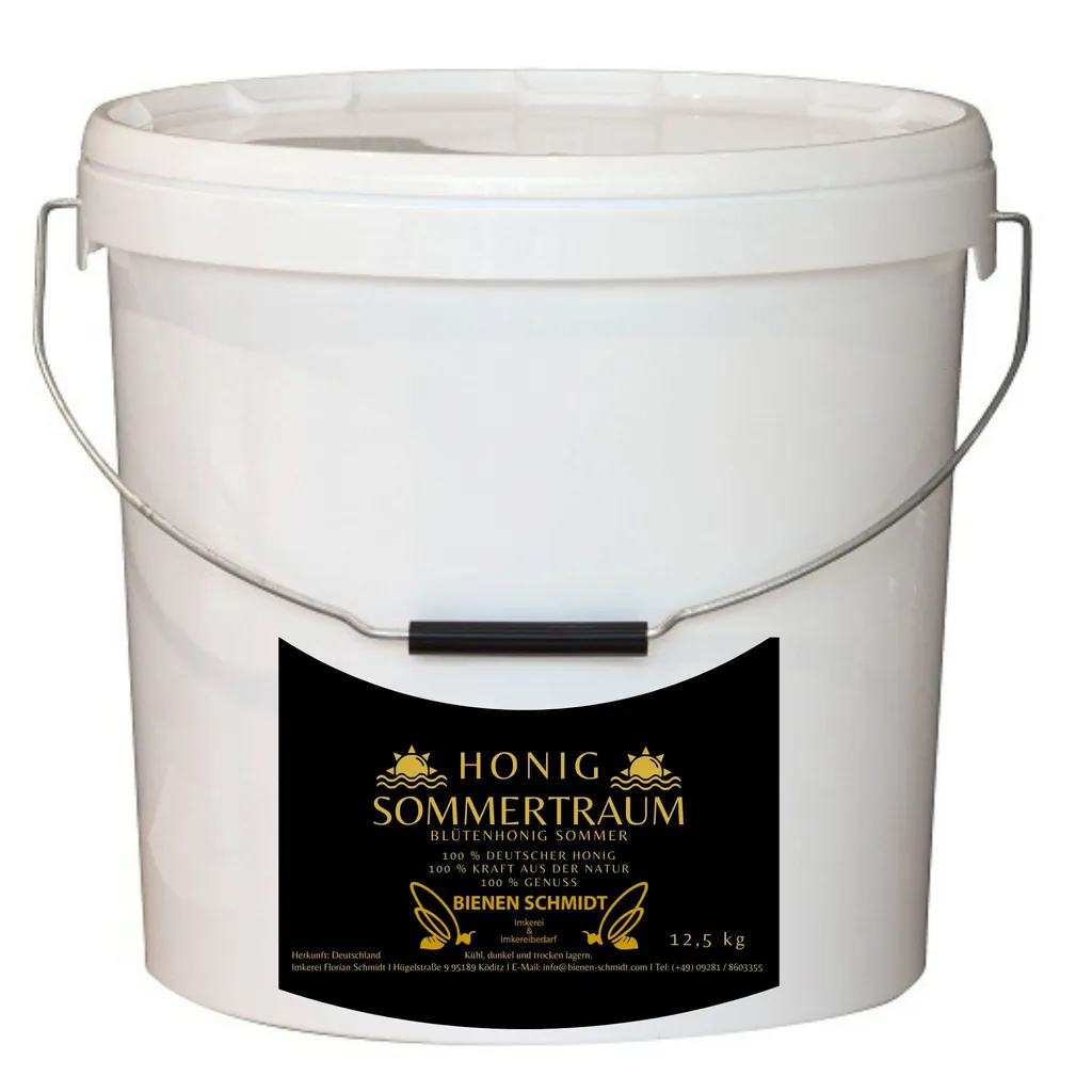 25 kg Eimer lebensmittelecht Original Deutscher Honig Sommerblütenhonig aus Oberfranken (Nord-Bayern) Honig rein und natürlich
