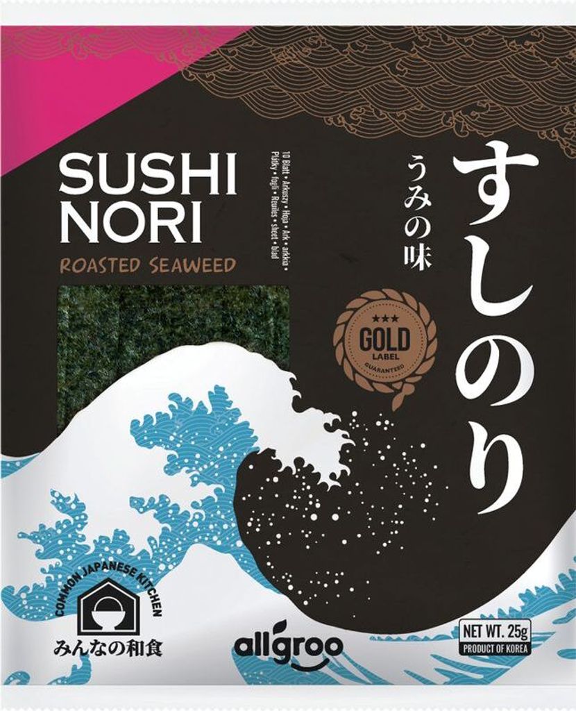 [ 25g (10 sheets) ] Allgroo SUSHI Nori Roasted Nori Seaweed Whole Sheet / ROASTED NORI SEEWEED / Gold Label
