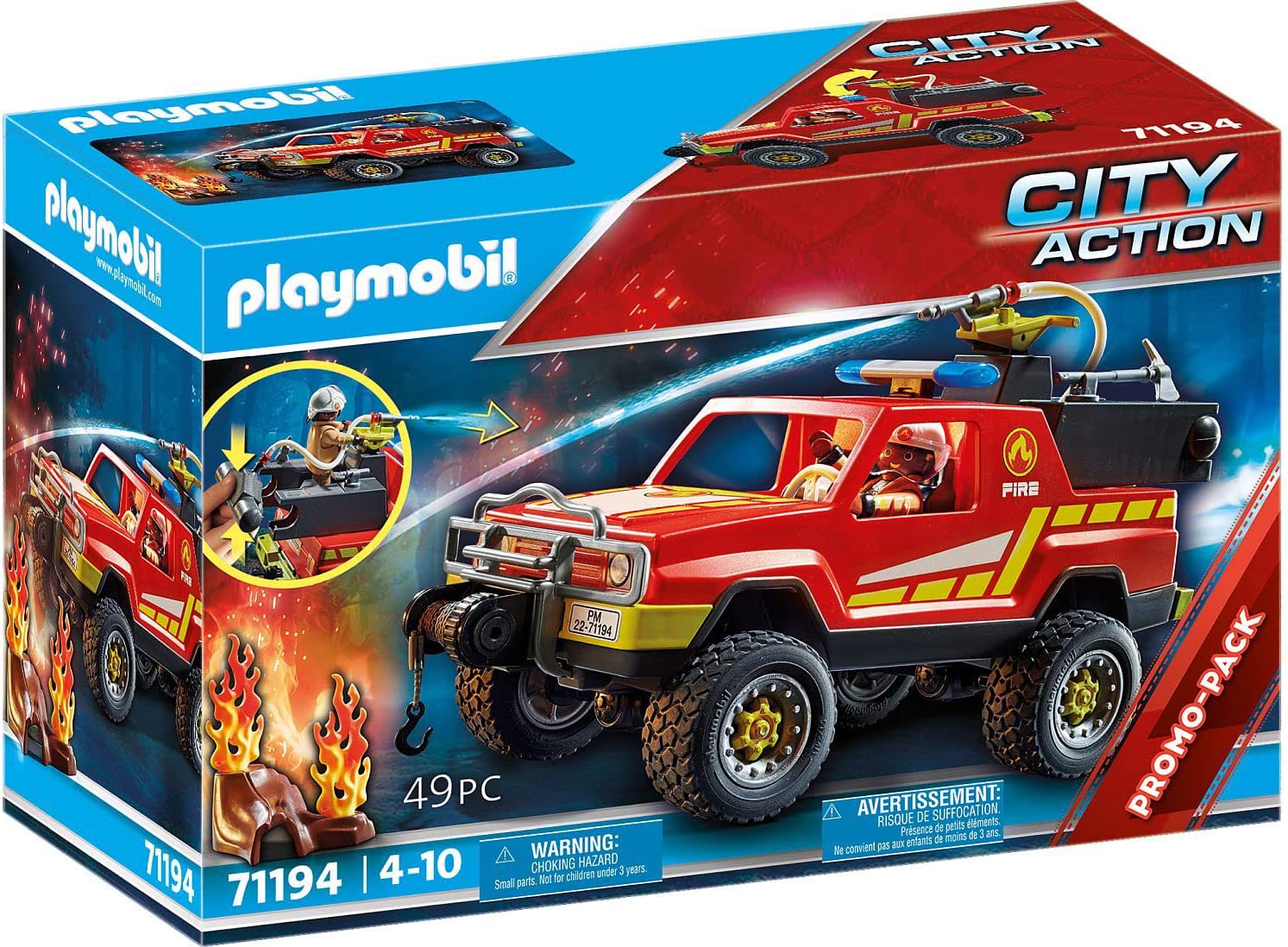 PLAYMOBIL City Action 71194 Fire Engine Fire Truck, Fire Engine Car with Spray Function, Toy for Children from 4 Years