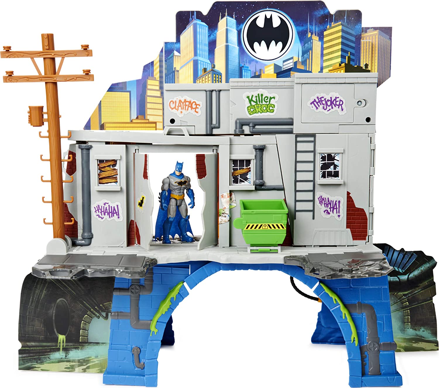 Batman 6058292 3-In-1 Batcave Two-Sided Playset With 10 Cm Batman Action Fi