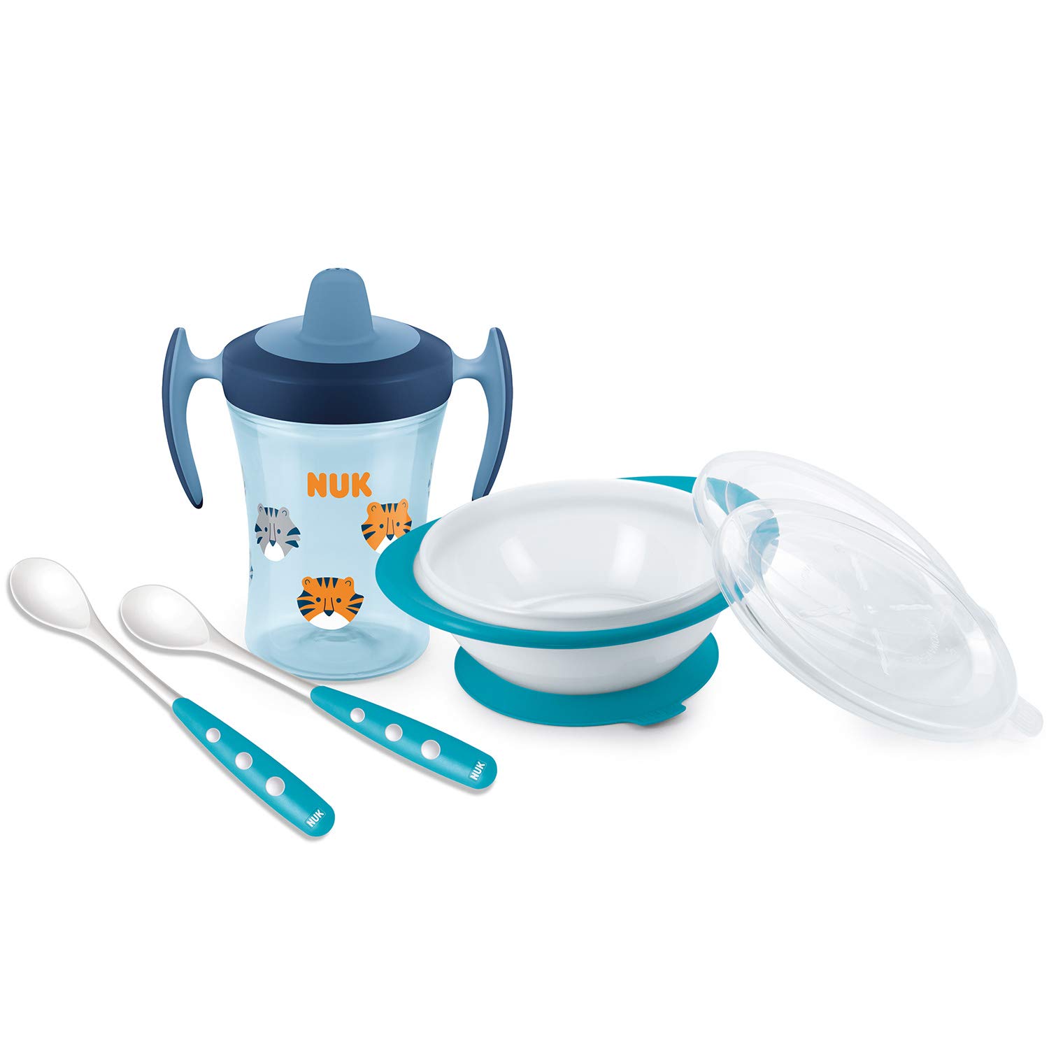 NUK Learning to Eat set with trainer cup Tiger Tiger (Blue)