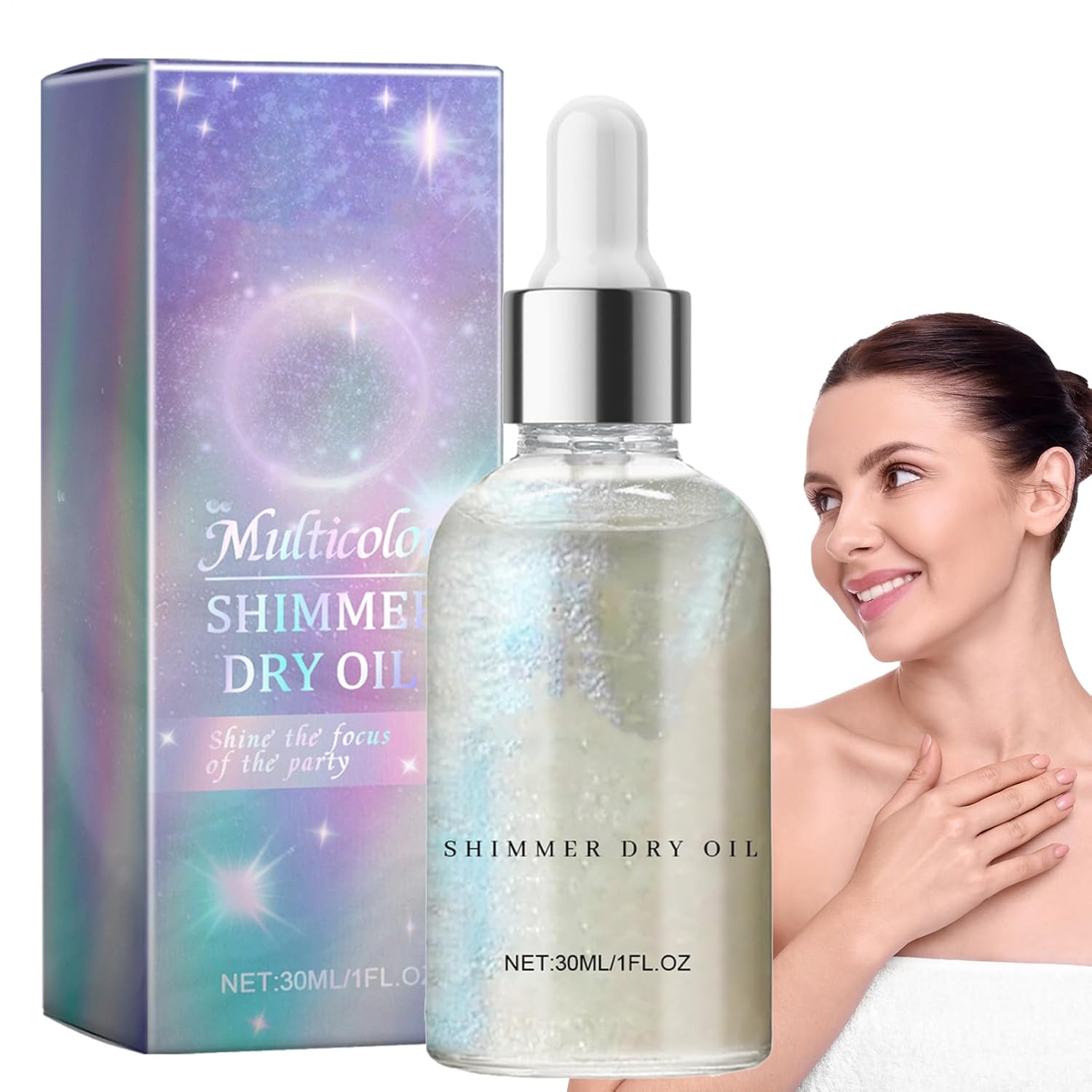 Shimmering Oil, Dry Shimmer Body Oil, Shiny Body Oil with Natural Ingredients for Eyes, Legs, Shoulders and V