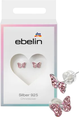 ebelin ear studs child butterfly 925 silver, 2 pcs