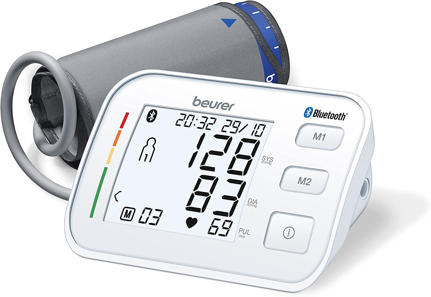Beurer BM 57 Upper Arm Blood Pressure Monitor, Digital Blood Pressure Monitor with Large Cuff up to 43 cm, App Connection via Bluetooth, Certified Privacy