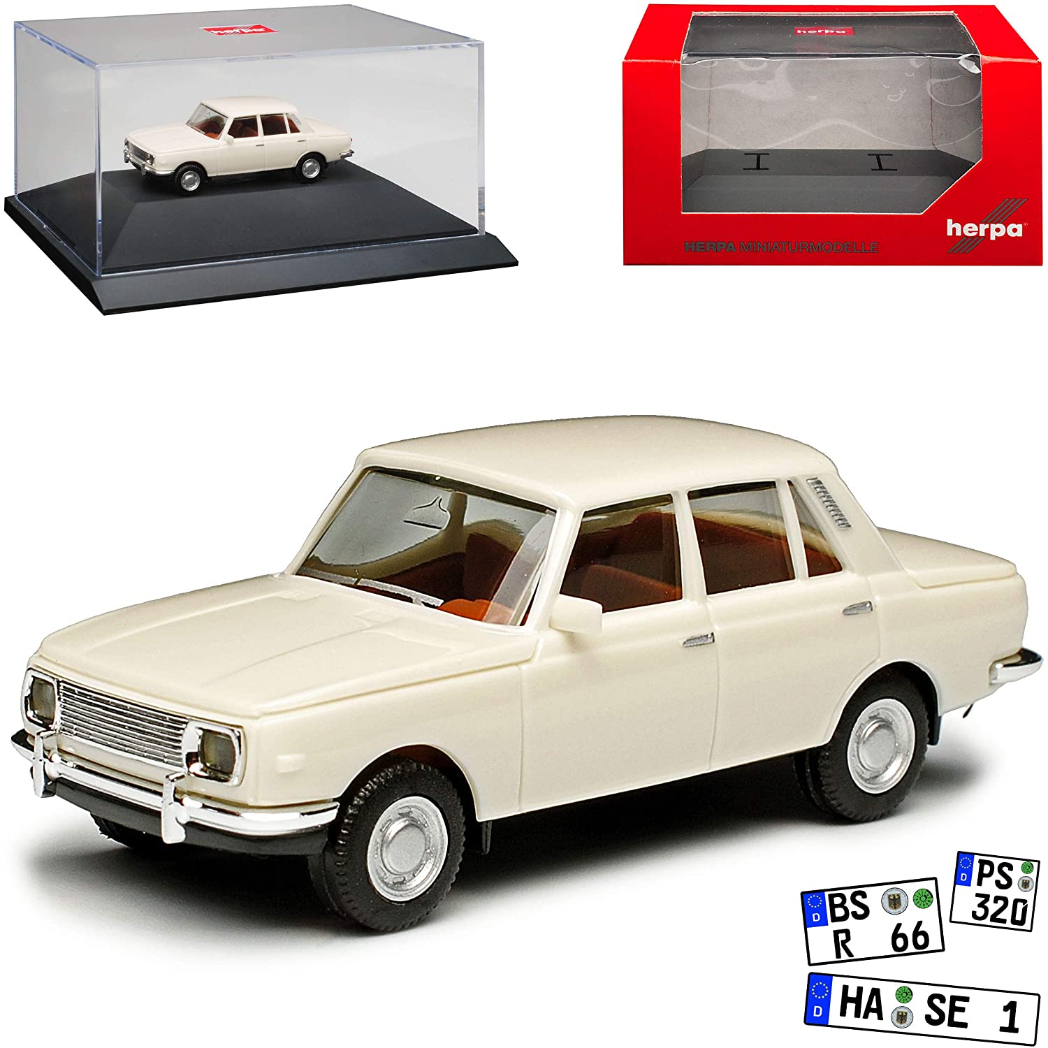 Wartburg 353 Limousine White With Chrome Radiator Grill 1966-1984 With Base