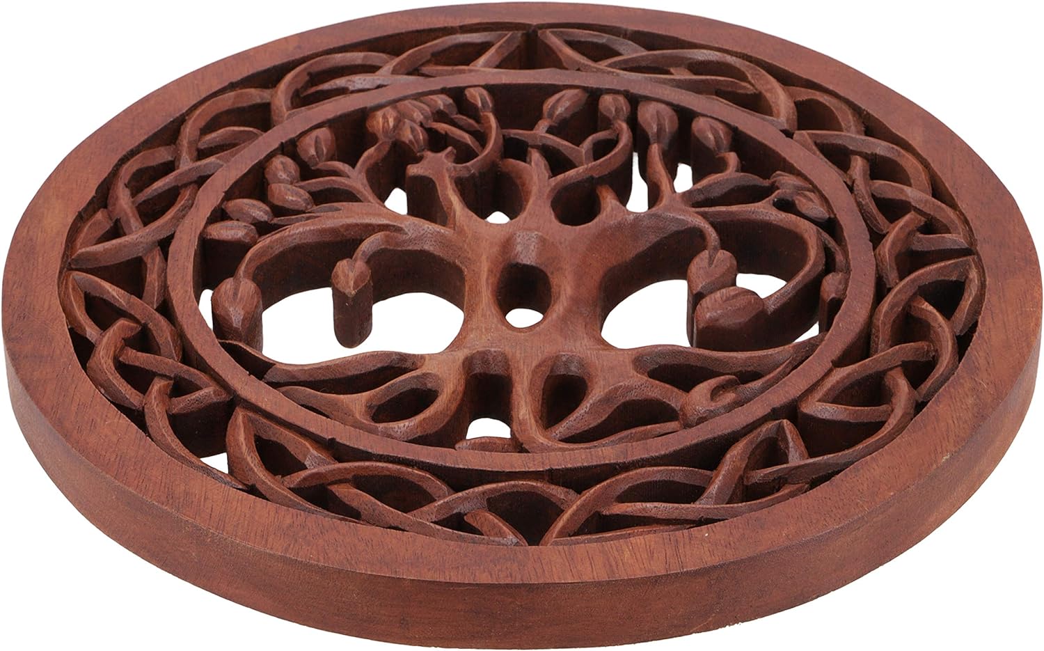 GURU SHOP Carved Wall Picture Decorative Wall Relief Flower Brown 18 x 18 x 2 cm Masks & Wall Decoration