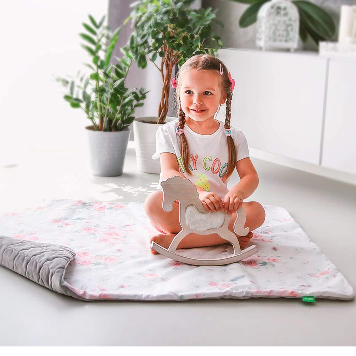LULANDO VELVET Art Collection Baby Crawling Blanket, Double Sided Kids Blanket, 100% Cotton, 75 x 100 cm, Roses