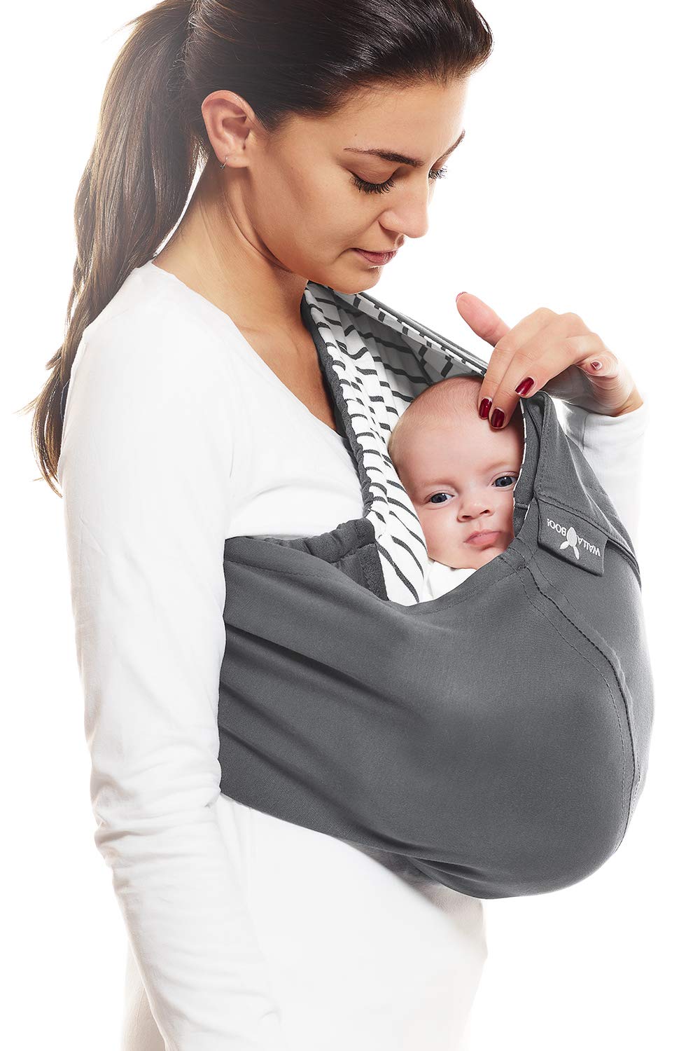 Wallaboo Baby Carrier Sling Connection 100% Cotton Fits Your Baby\'s Shape striped grey