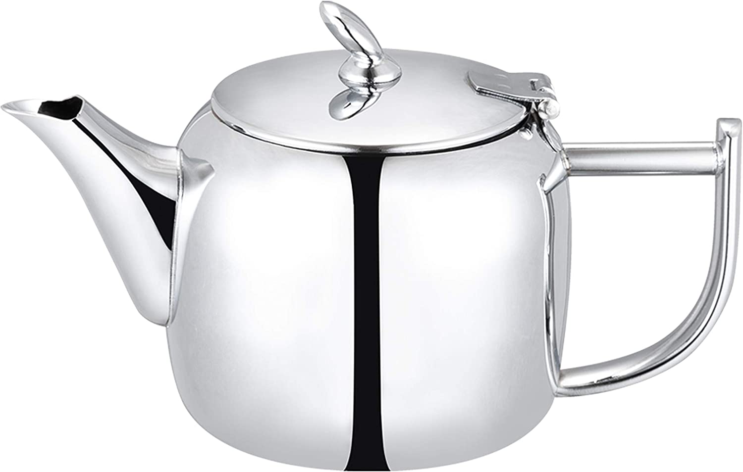 Cafe Ole Café Olé CHT-035 Chatsworth Teapot with Unique Lid Made of High Quality 18/10 Stainless Steel - High Gloss Polish, 35oz, Drip Free Casting, Stainless Steel, 35 Ounces