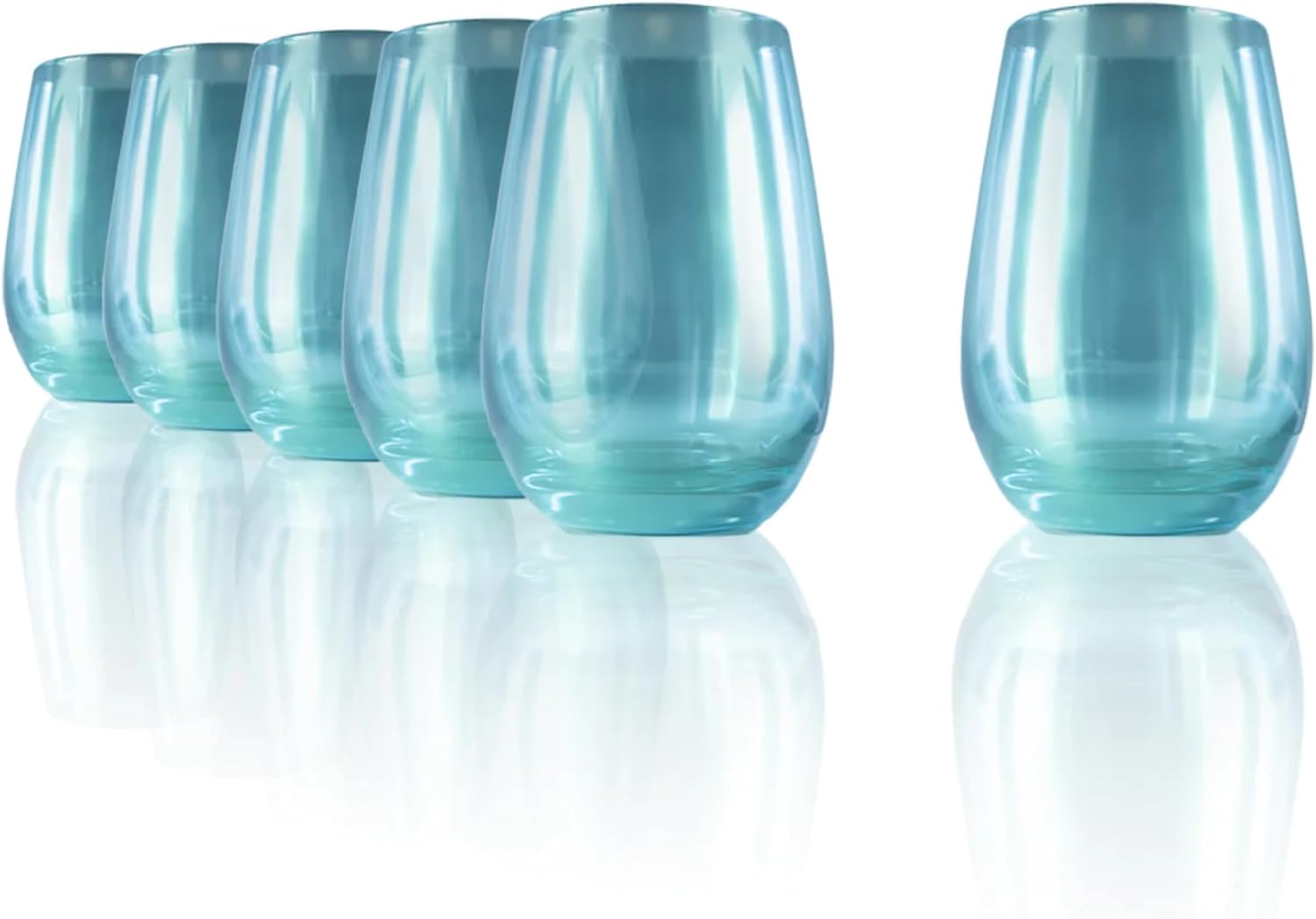 Stölzle Lausitz Long Drink Cups Mirror Turquoise / Set of 6 Drinking Glasses / Cocktail Glasses / High-Quality Long Drink Glasses Set in Mirrored Look / Gin Glasses / Highball Glasses
