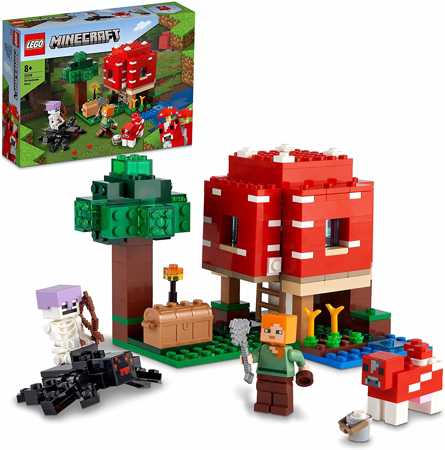 LEGO 21179 Minecraft Das Pilzhaus, Spielzeug ab 8 Jahren, Geschenk für Kind