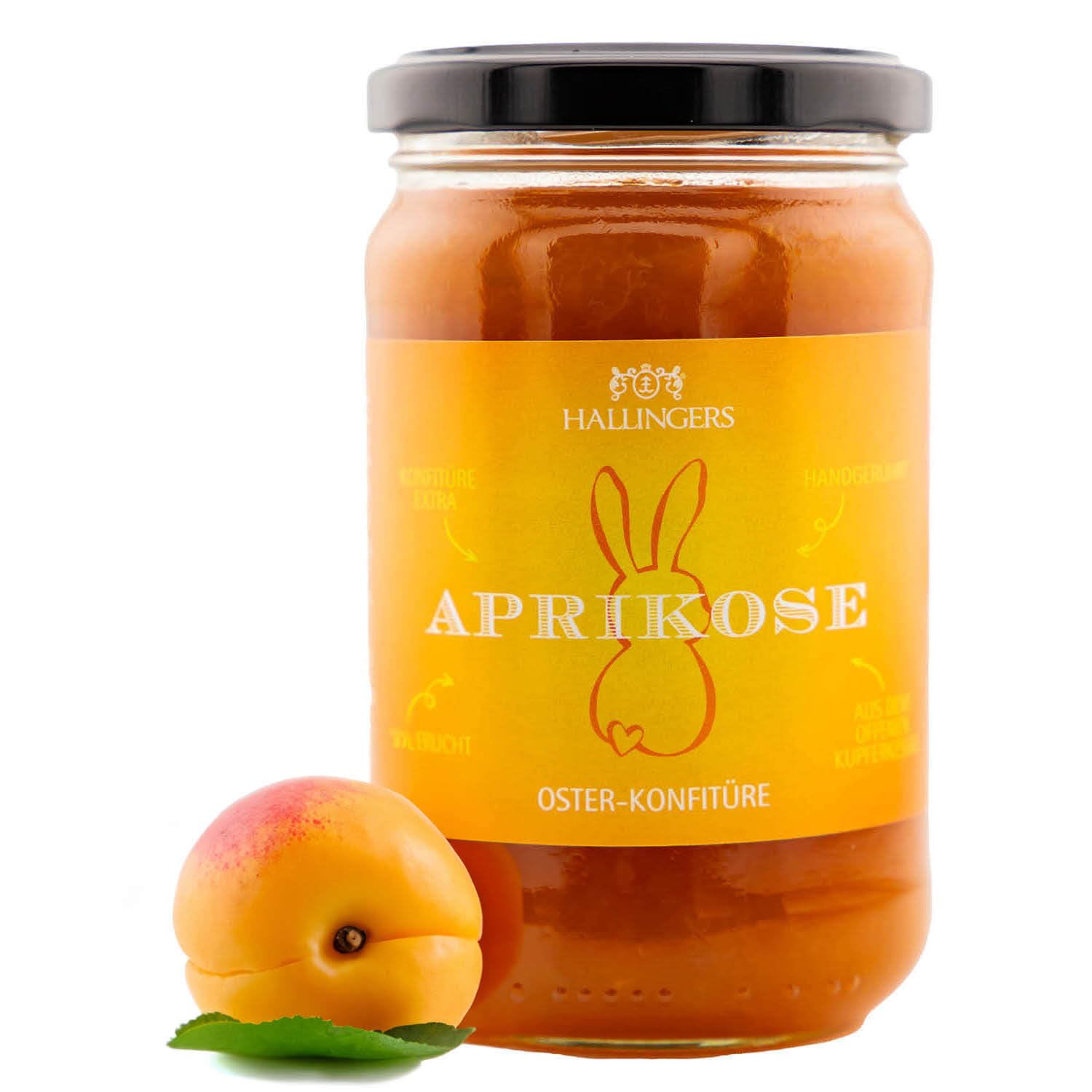 Hallingers Easter Jam Apricot - Easter Gifts for Easter Baskets for Easter, Hand-Stirred Jam for Easter Breakfast (Glass) - Mother\'s Day Gift & Gift Ideas for Father\'s Day | Congratulations, dear