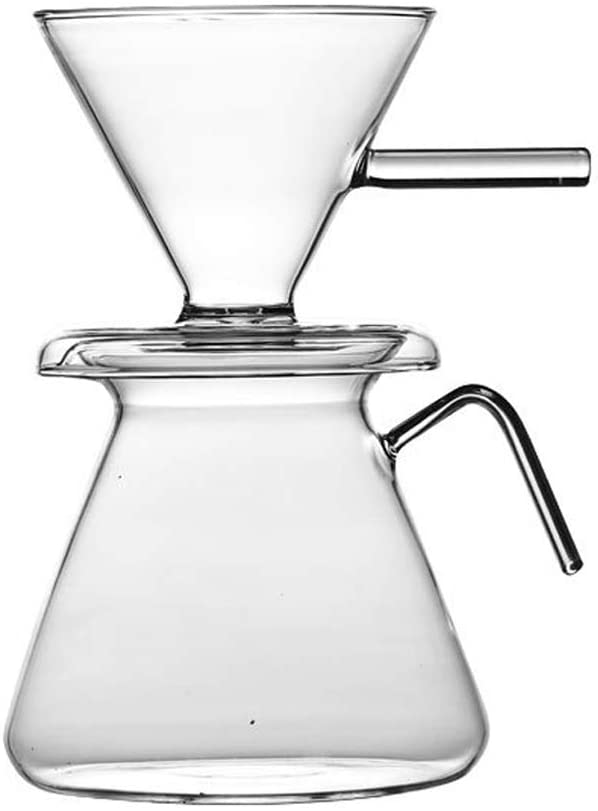 DUEBEL Pour Over Coffee Maker, High Borosilicate Glass Coffee Pot, Hand Drop, Sharing Pot Filter, Funnel, Portable Coffee Maker Comes with 40 Filter Papers