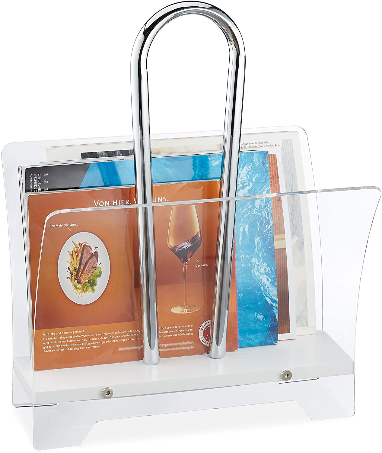 Relaxdays Newspaper Rack With Handle For Newspapers & Magazines Modern Desi