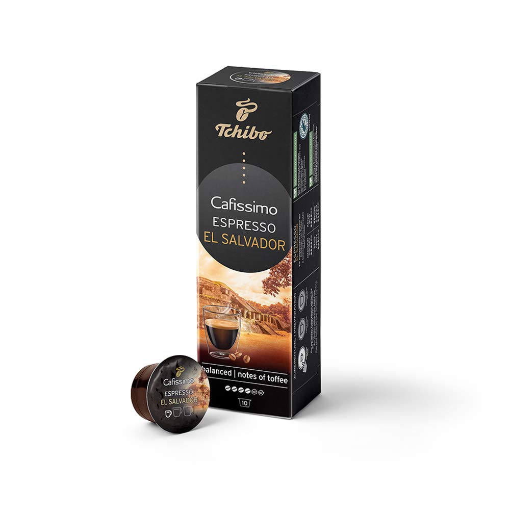 Tchibo Cafissimo Espresso El Salvador coffee capsules, 10 pieces (espresso, balanced with hints of toffee), sustainably & fairly traded