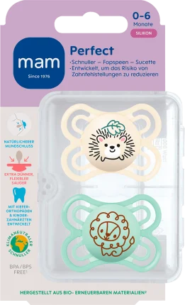 Schnuller Perfect silicone, cream/mint, 0-6 months, 2 hours