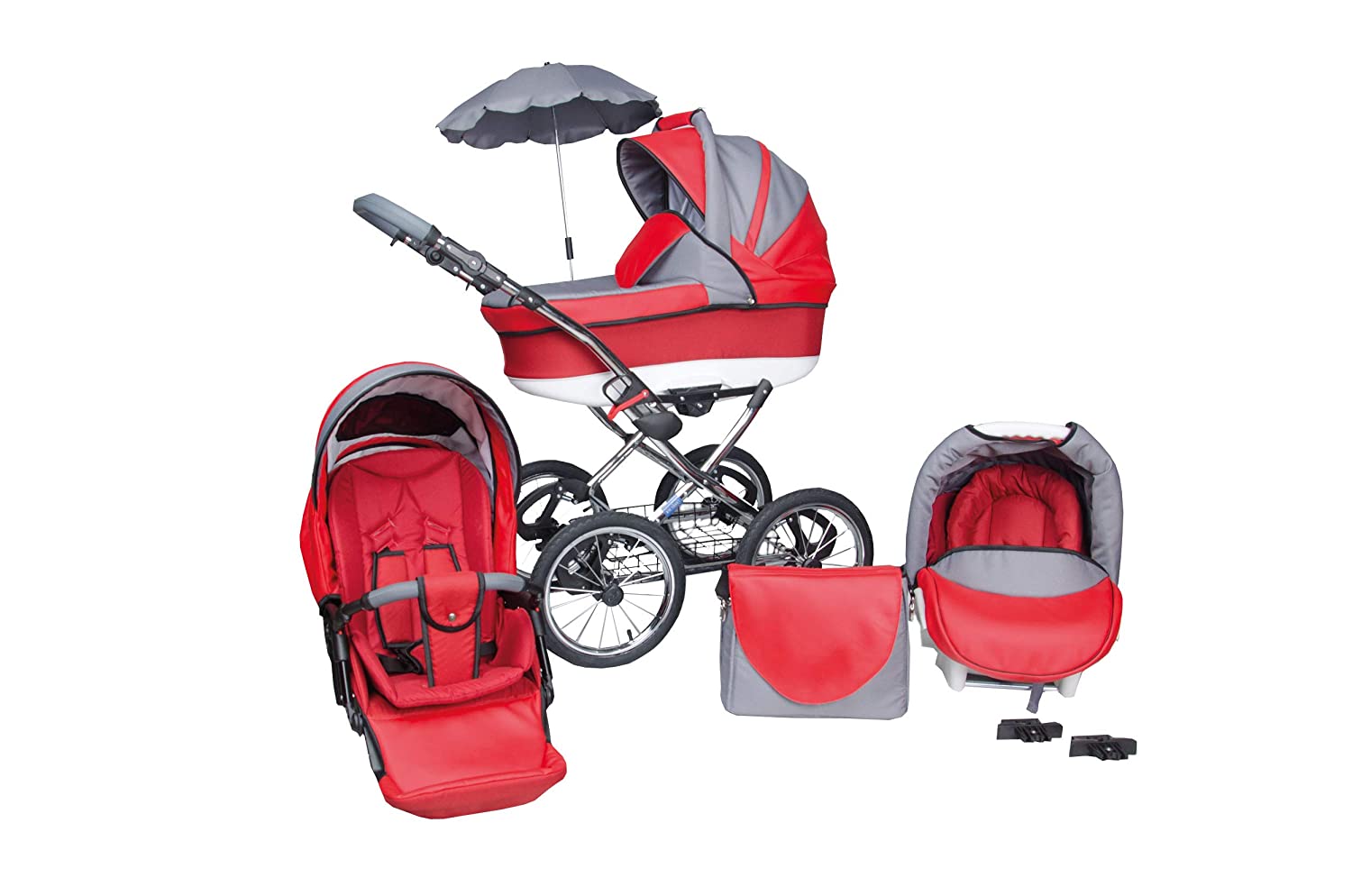 Skyline Classic Retro Style Lux Combination Pram and Pushchair, 3-in-1 Travel System, Car Seat (Isofix)