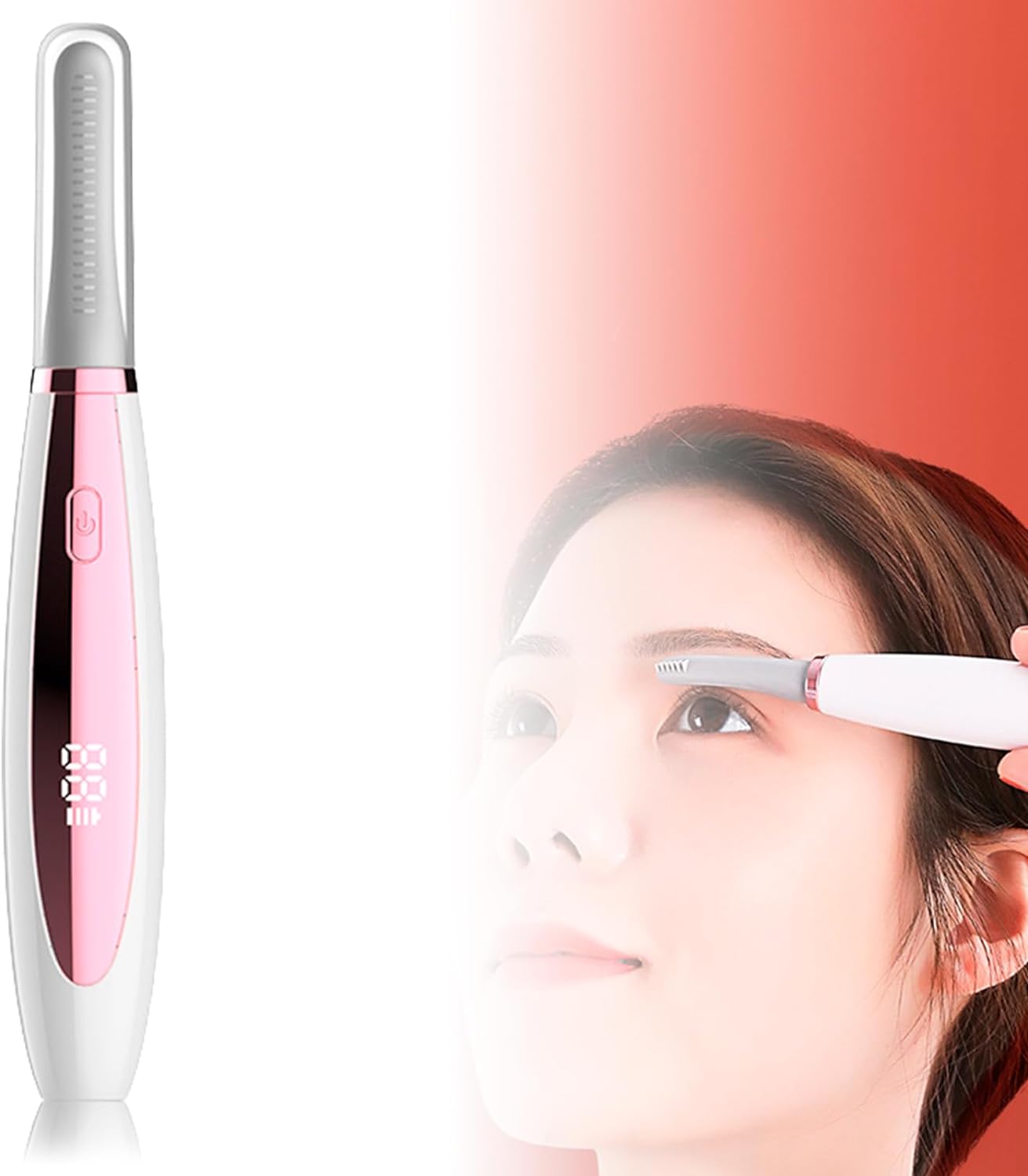 Sporway Heated Eyelash Curler, Electric Eyelash Curler, USB Dechargeable Eyelash Brush, 3 Temperature Modes, Silicone Eyelash Comb, Eyelash Curler, Eyelash Curler, Mini Eyelash Curler for All