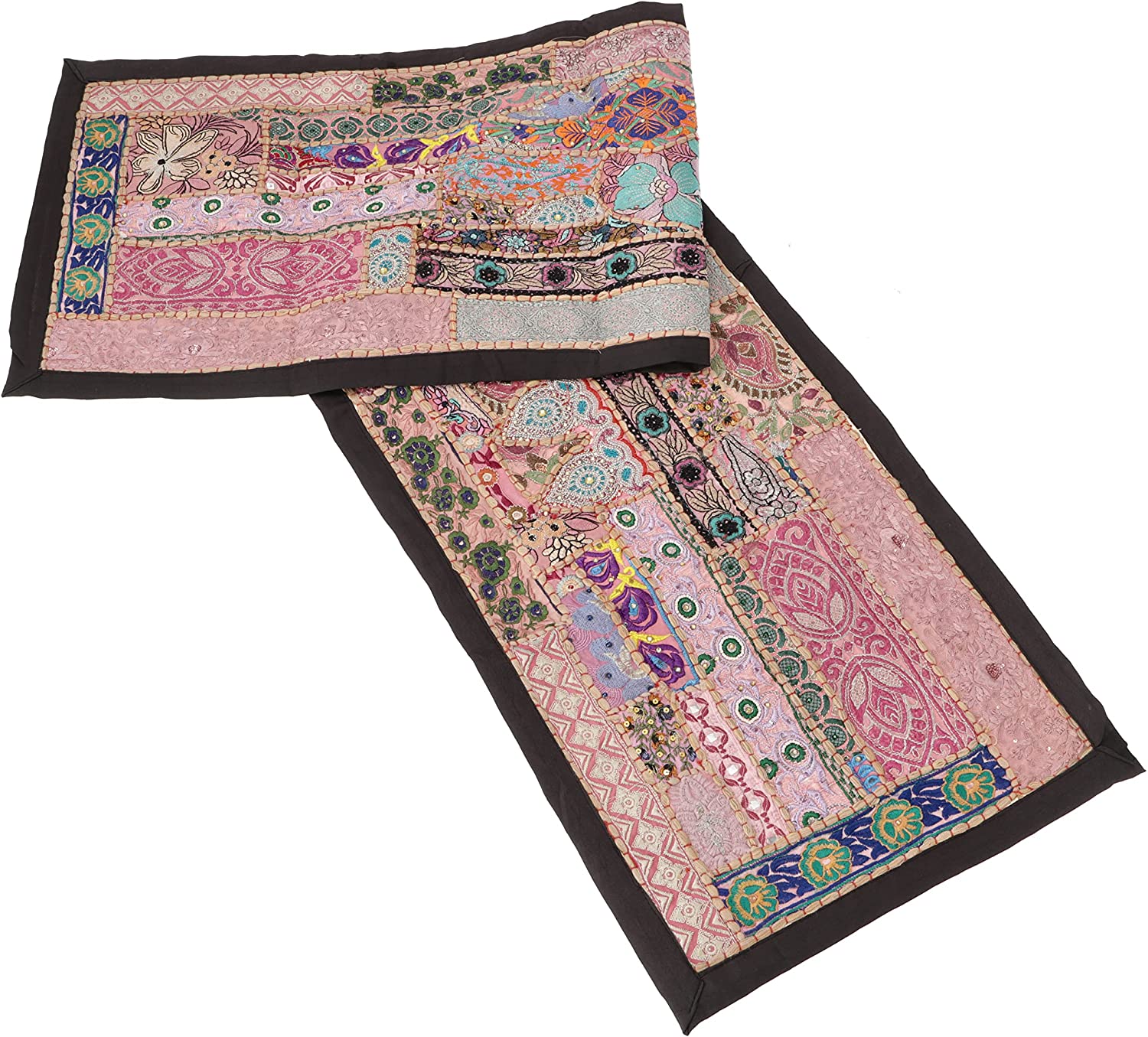 Guru-Shop GURU SHOP Oriental Table Runner, Wall Hanging, Single Piece, 150 x 35 cm, Motif 1, Blue, Cotton, Table Runner, Tablecloths