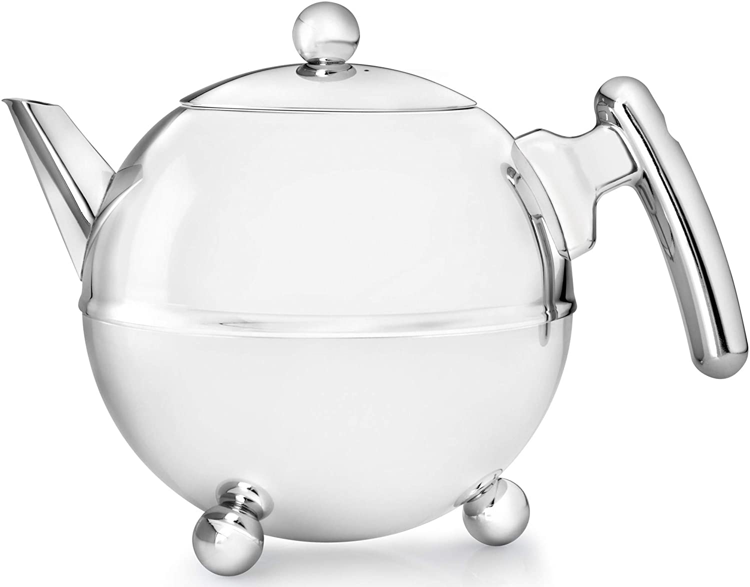 Bredemeijer 1.2 L Stainless Steel Teapot Bella Ronde with Chromium Fittings, Silver