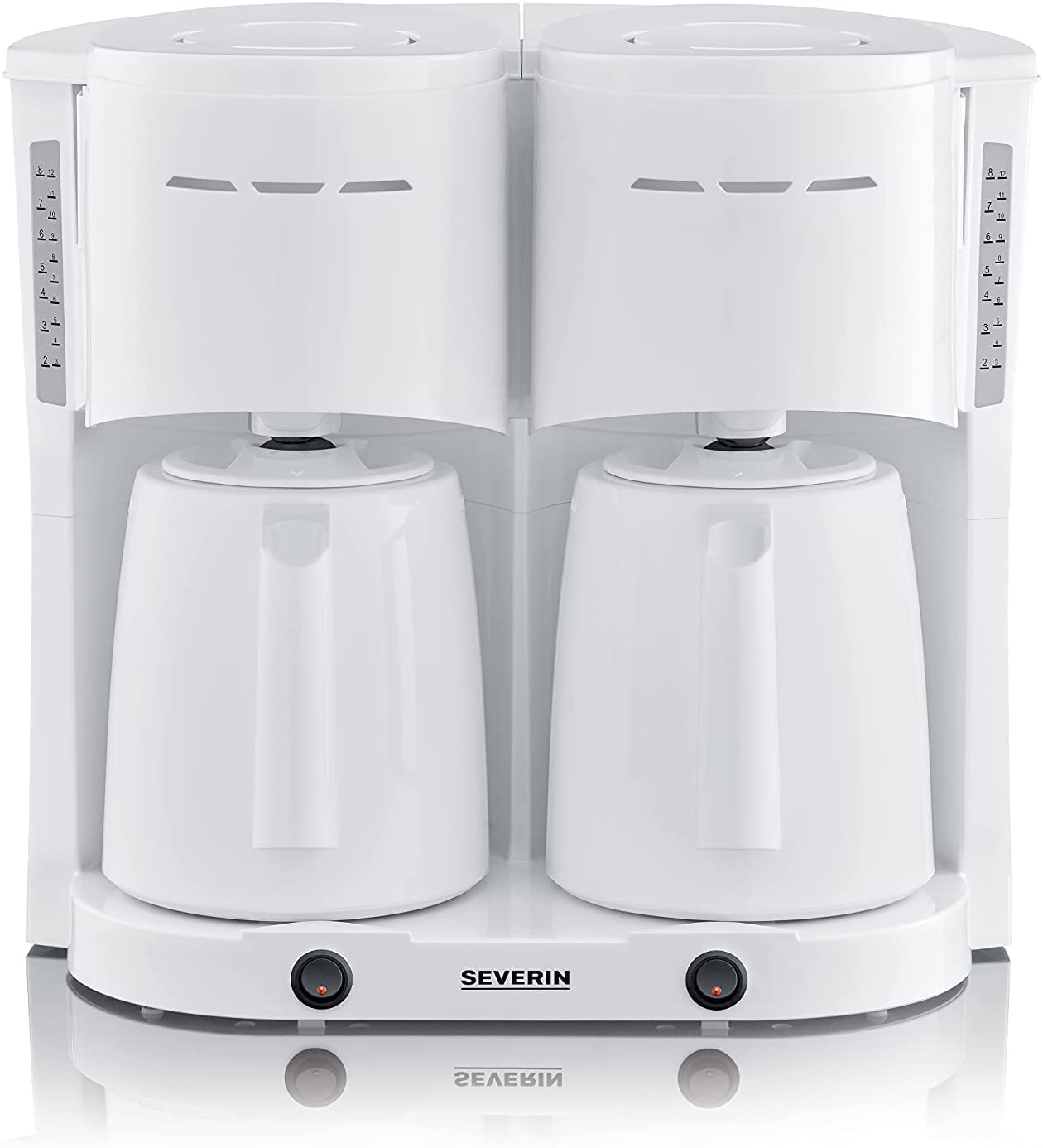 SEVERIN KA 5830 Duo Filter Coffee Machine with 2 Thermal Jugs for up to 8 Jugs, 2 x 1,000 Watt, White