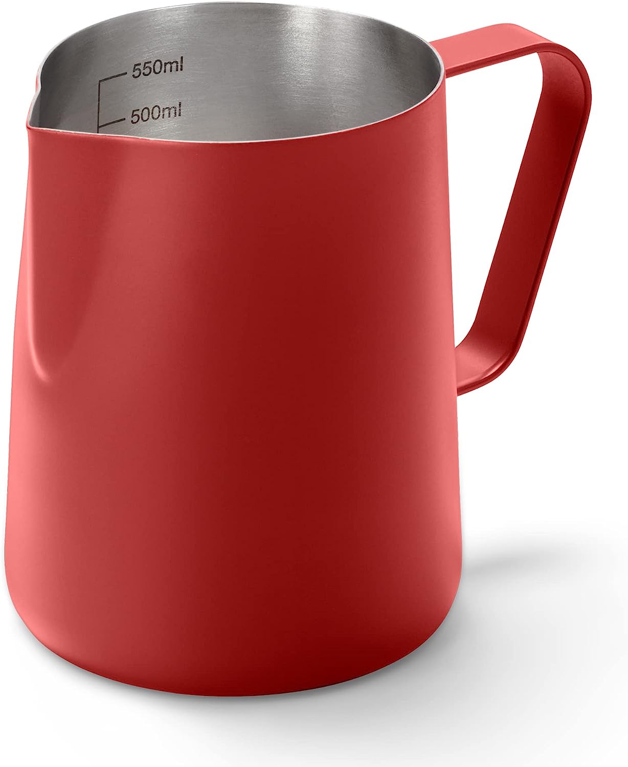 Tchibo Stainless Steel Milk Jug (600ml), Barista Manual Frothing Accessory, Red Lacquer
