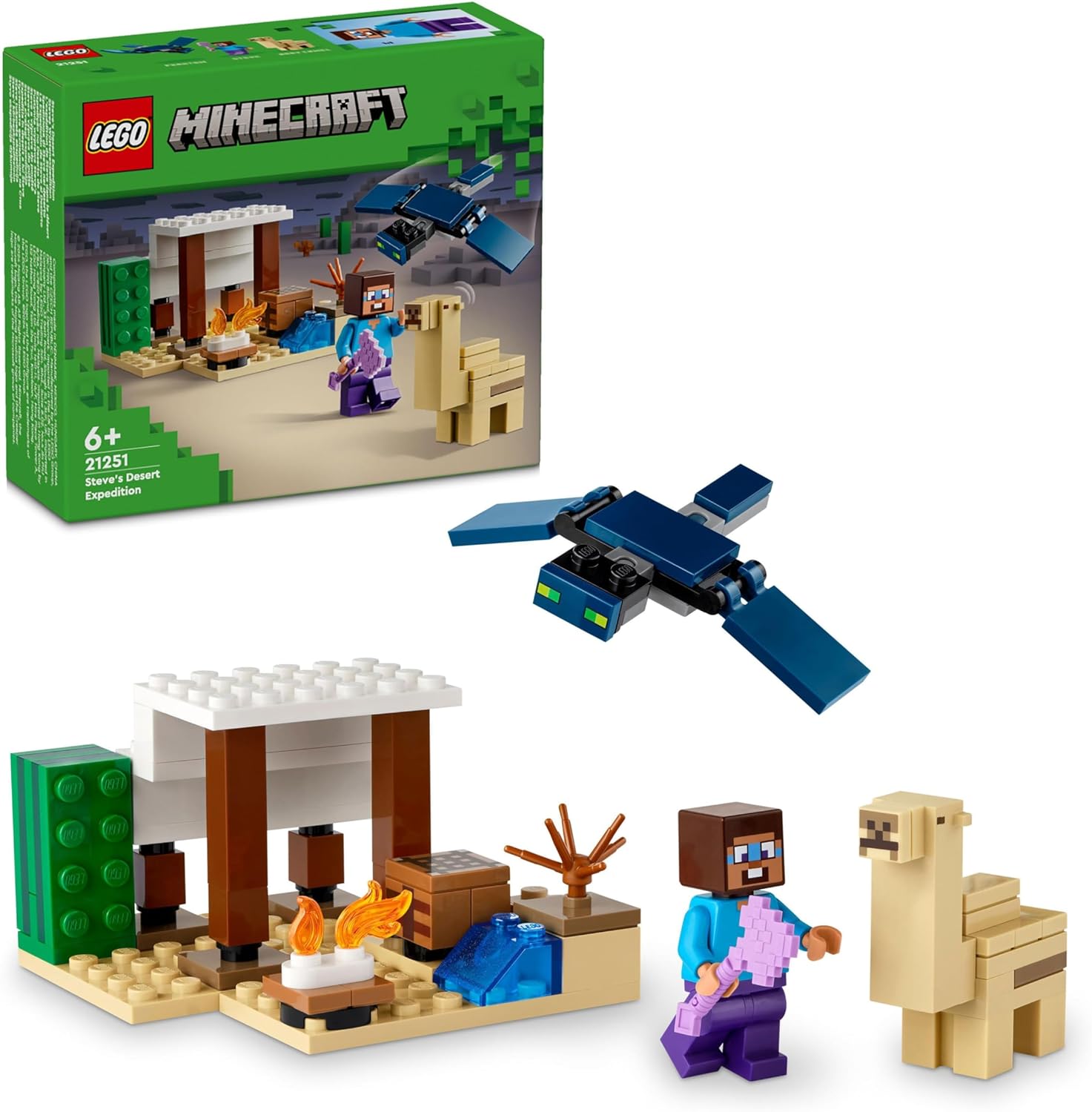 LEGO Minecraft Steves Desert Expedition Video Game Set for Boys and Girls, Biome with Steve, House, Figures and Camel Toy, Gamer Gift for Children from 6 Years 21251