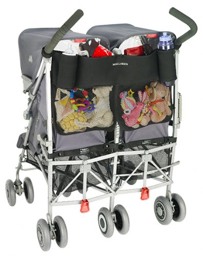 Maclaren Single Buggy Organiser Twin - Keep essentials within easy reach. Quickly and easily attach to all Maclaren Twin buggies and all other brands umbrellas
