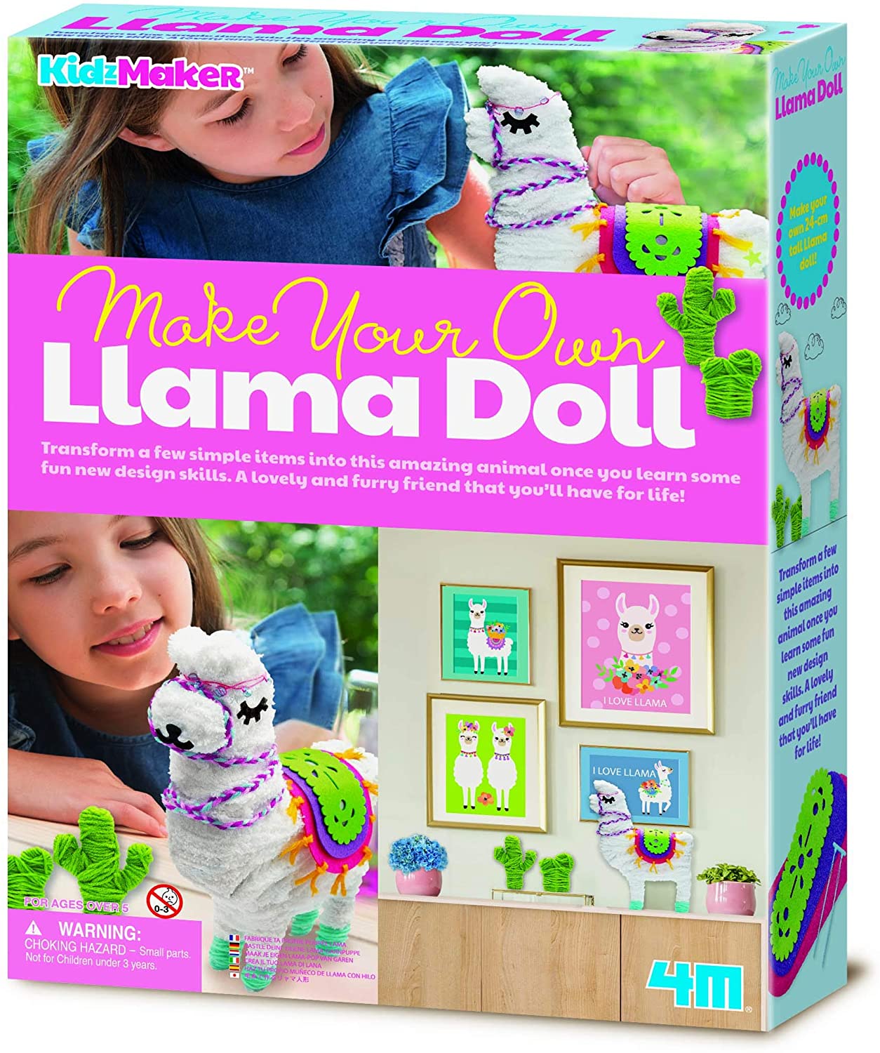 4M 404755 Kidzmaker Make Your Own Llama Doll Multi-Coloured