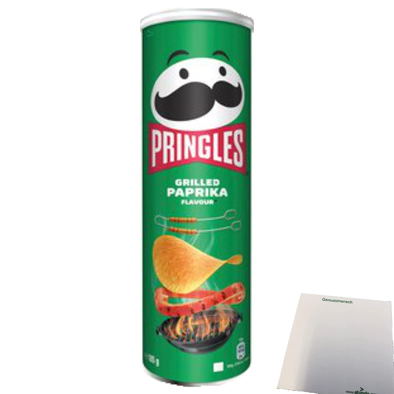 Pringles Grilled Paprika Flavour (185g Packung) + usy Block
