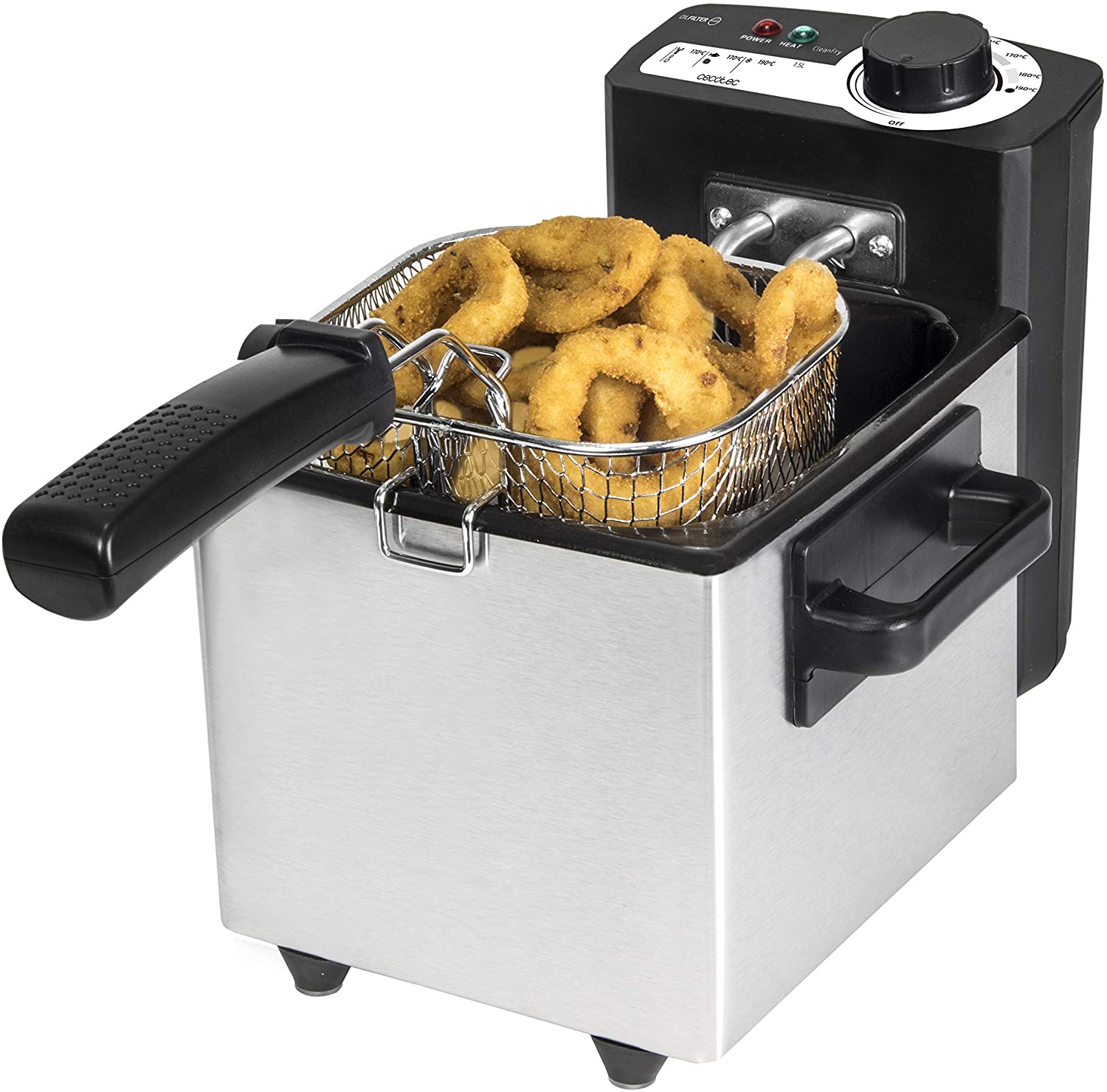 Cecotec CleanFry Deep Fryer 1.5 - 3 L, Temperature up to 190 ªC, Tub is Dishwasher Safe, Filter OilCleaner. (1.5 L, Grey)