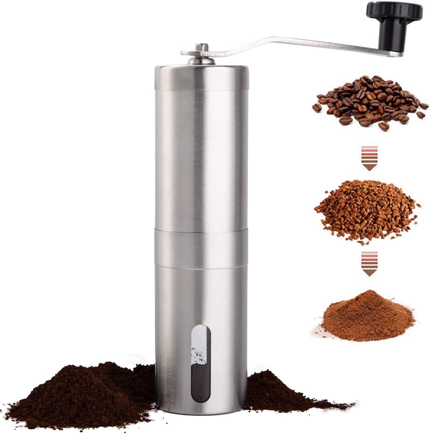 Paracity Manual Stainless Steel Coffee Grinder Ceramic Grinder for Aeropress, Filter Coffee, Espresso, French Press, Turkey Brew, Coffee Gift